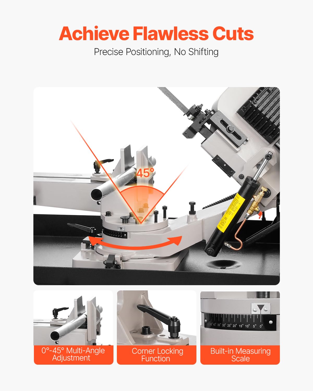 VEVOR Metal Horizontal Band Saw, 7 x 8.25 in Rectangular Cutting Capacity, 110/220V Vertical Cutting Bandsaw with 1.1 kW Motor, 0-45° Angle Adjustment, Variable Speed, for Metal, Wood, and Plastic