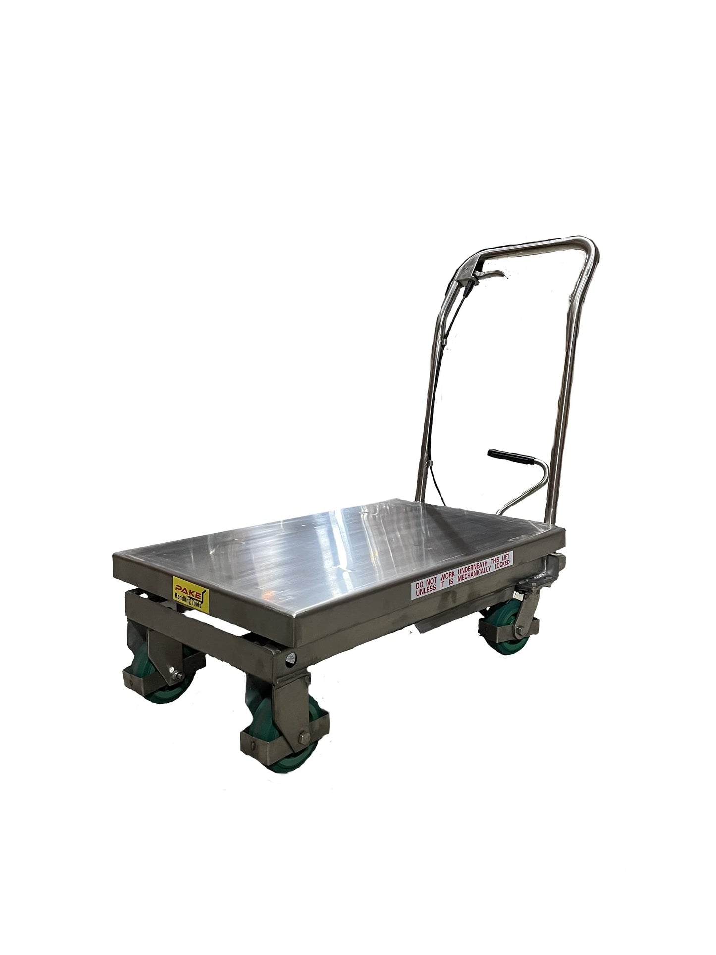 Pake Handling Tools - Stainless Scissor Lift Table, 550 lb. Cap, 32.5" x 19.75" Platform