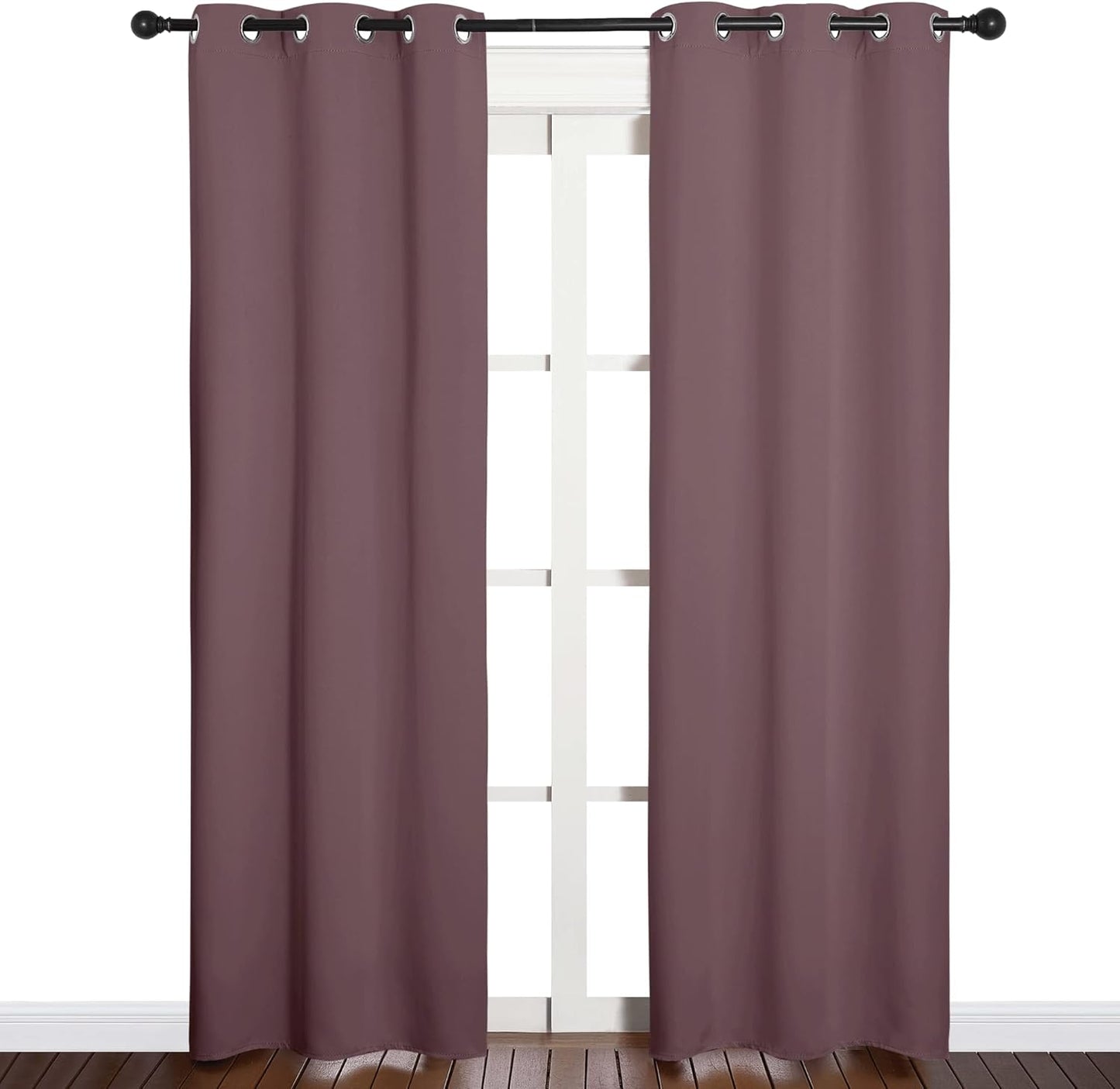 NICETOWN Thermal Insulated Blackout Curtain Panels - Dry Rose, 34x84 Inch, 1 Pair for Basement