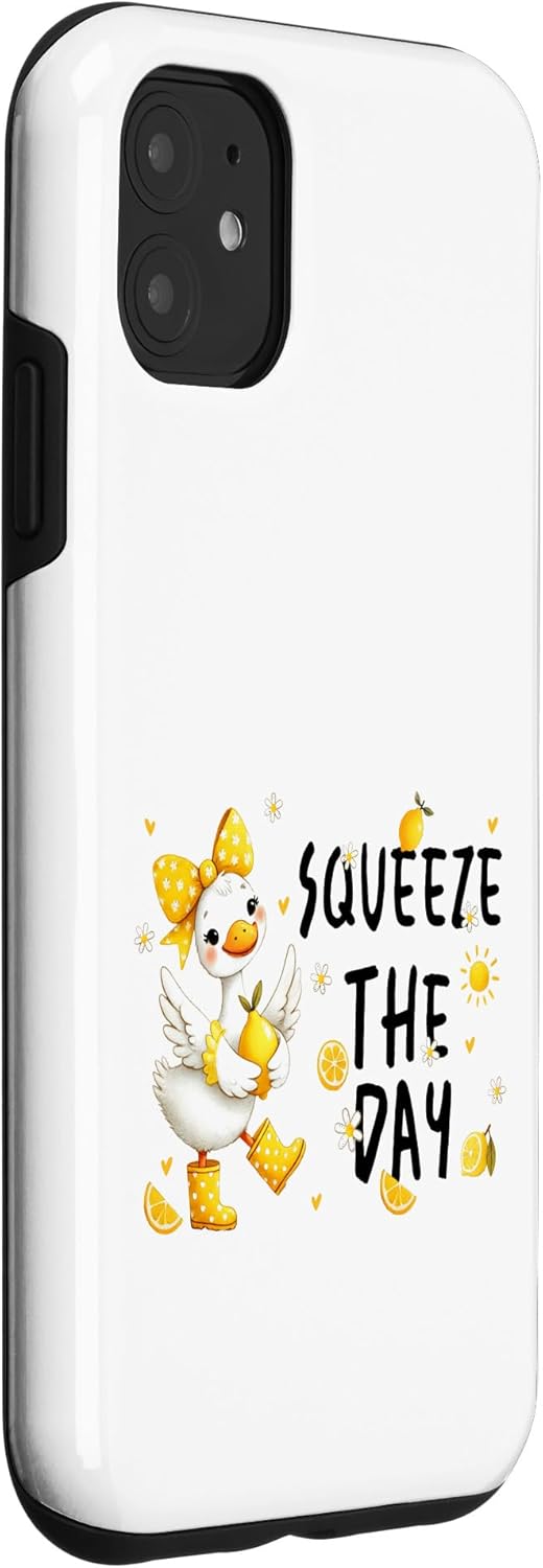 Citrus Cheer Creations 11 Happy Duck Lemon Citrus Whimsical Daisy Spring Design Case for iPhone