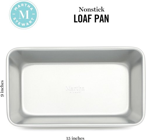 Martha Stewart Gallen 9-Inch Nonstick Carbon Steel Loaf Pan - Durable Bakeware for Bread, Meatloaf & Cakes