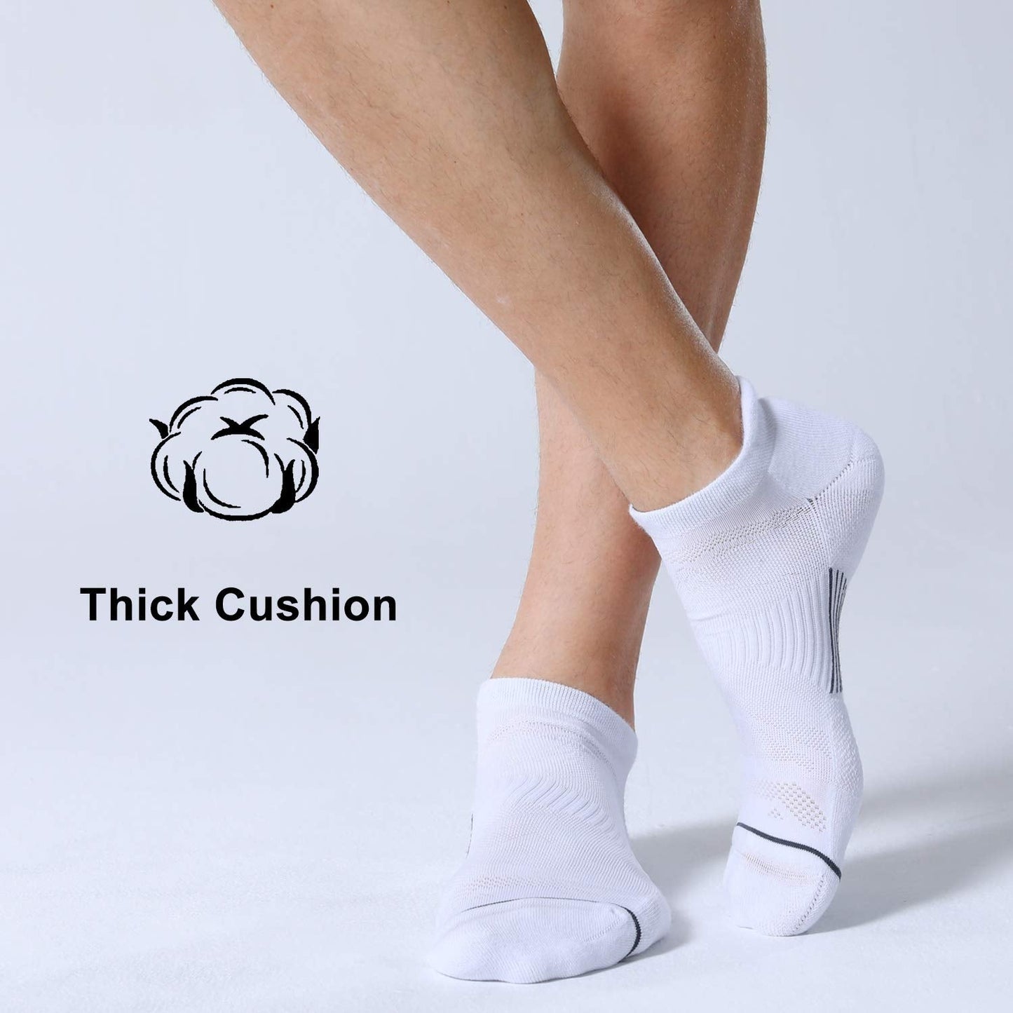 FITRELL 6 Pack Ankle Running Socks for Men and Women Low Cut Cushioned No Show Athletic Sports Compression Socks, Shoe Size 12-15, Black+White+Grey Mixed