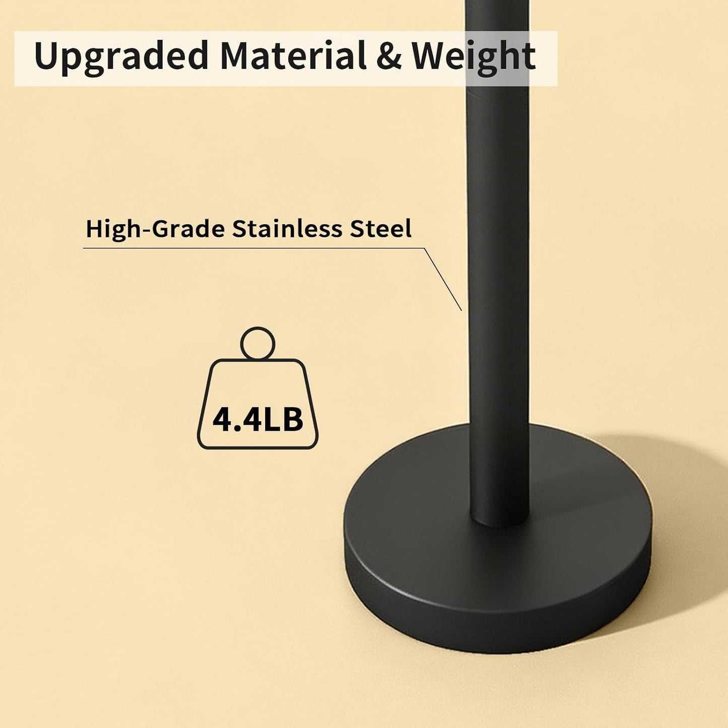 YUMORE Heavy Duty Toilet Paper Holder Stand - Matte Black Stainless Steel Design, 4.4lbs Capacity