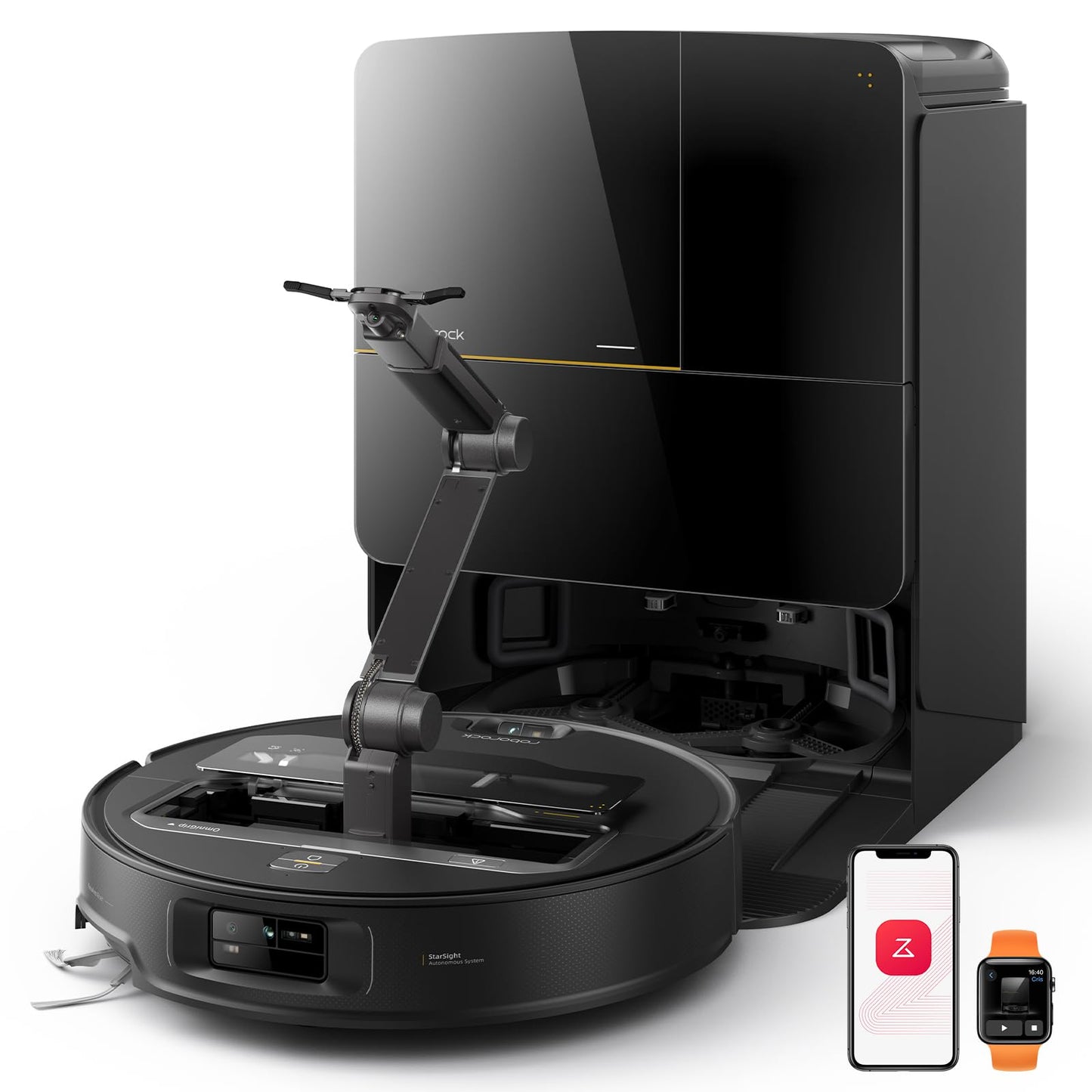roborock Saros Z70 Robot Vacuum and Mop, OmniGrip Arm, AI-Powered, 22,000Pa Suction, 3.14’’ Ultra Slim, FlexiArm Riser Technology, AdaptiLift Chassis, Obstacle Avoidance, Auto Mop Washing & Drying