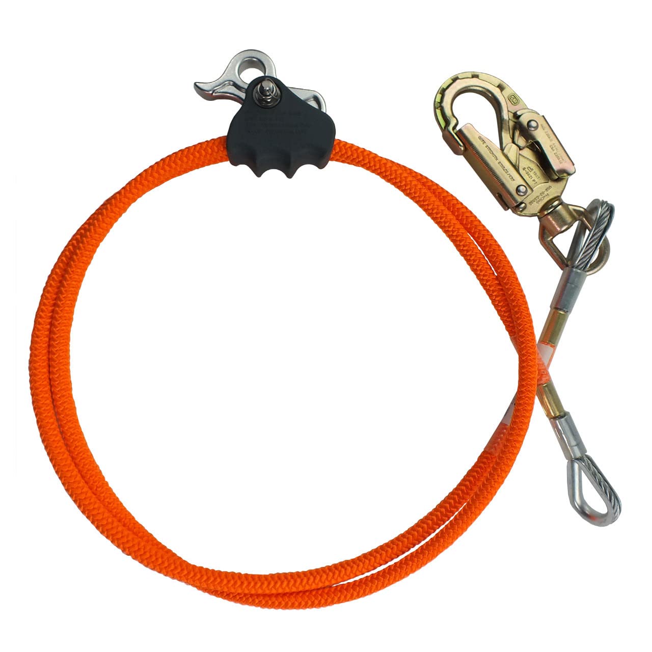 ProClimb All-in-One Adjustable Tree Lanyard Flip Line Kit with Removable Better Grab Adjuster & Swivel Eye Snaphook | for Fall Protection, Arborist | 1/2 Inch x 8 Feet