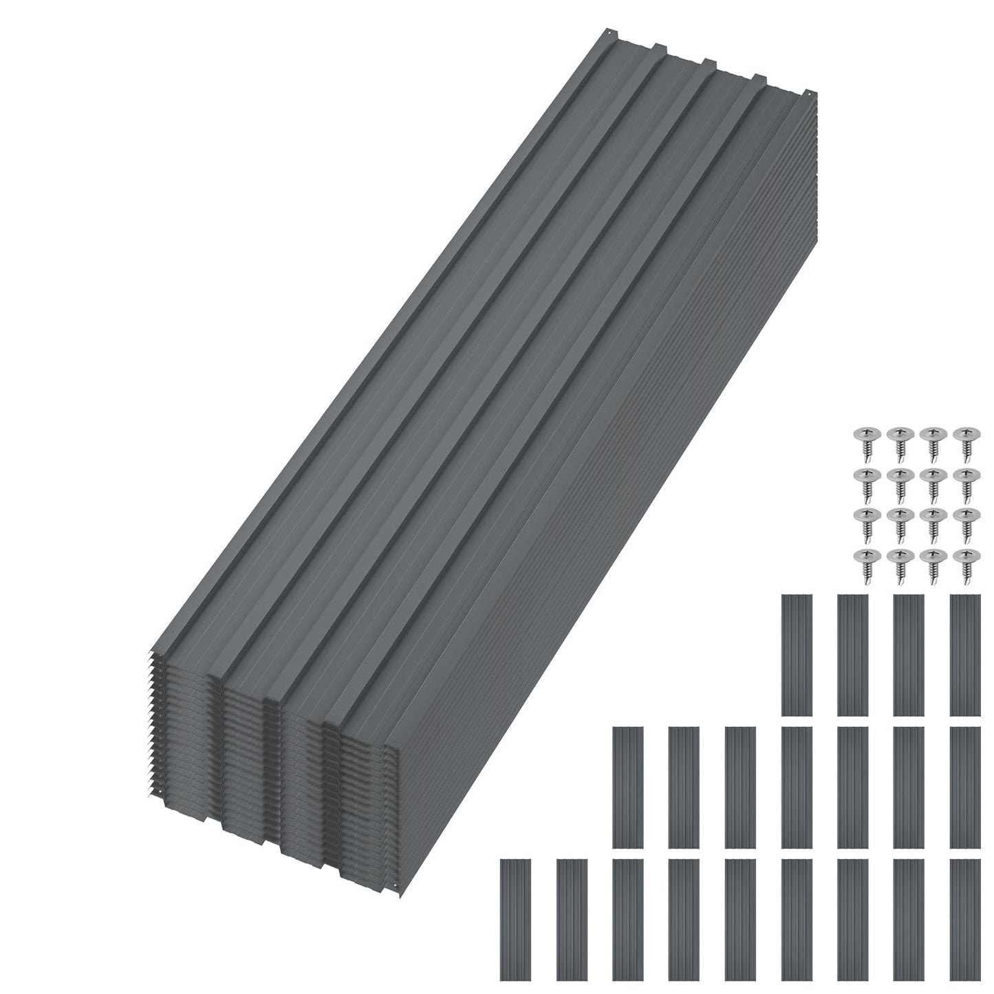 GarveeLife 20Pcs Metal Roofing Panels for Carport, Heavy Duty Metal Carport Kits, Galvanized Steel Corrugated Panels, for Patio Outdoor Garden, 42.52 in x 16.77 in