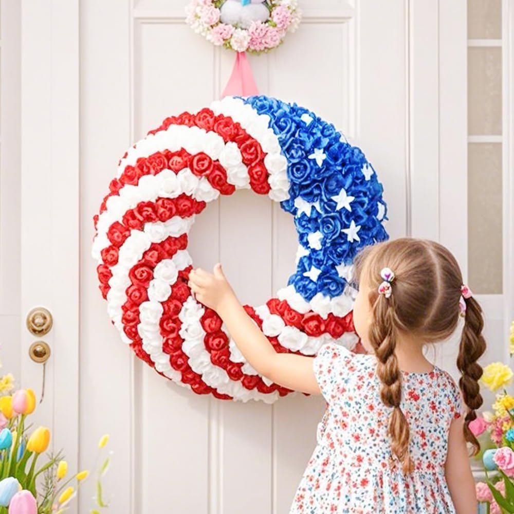 250th Anniversary Patriotic Wreath - 3D Eagle Design for Front Door | All-Weather Red, White, and Blue Decoration