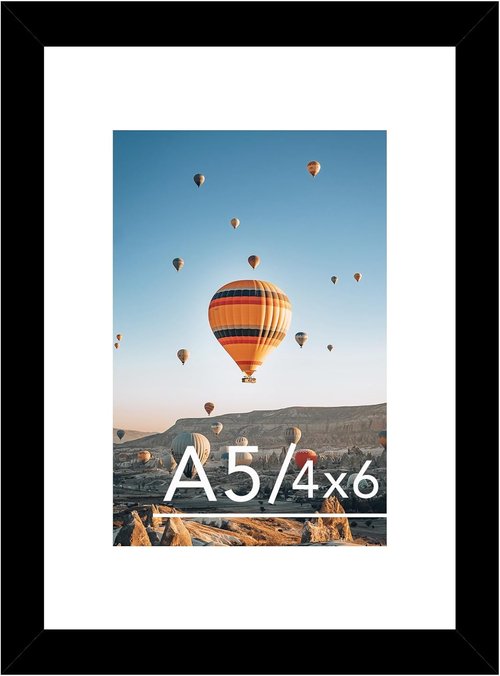 JCJMY A5 Picture Frame - Black Wall Hanging & Tabletop Display | Fits 4x6 Mat or 5.8x8.3 Without Mat