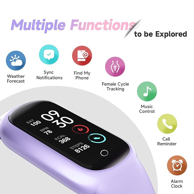 Fitness Tracker Watch with Heart Rate/Sleep Tracker/IP68 Waterproof, Activity Tracker with Pedometer Step Counter, Health Watch for Women with 14 Sports Compatible Android iOS, Lilac