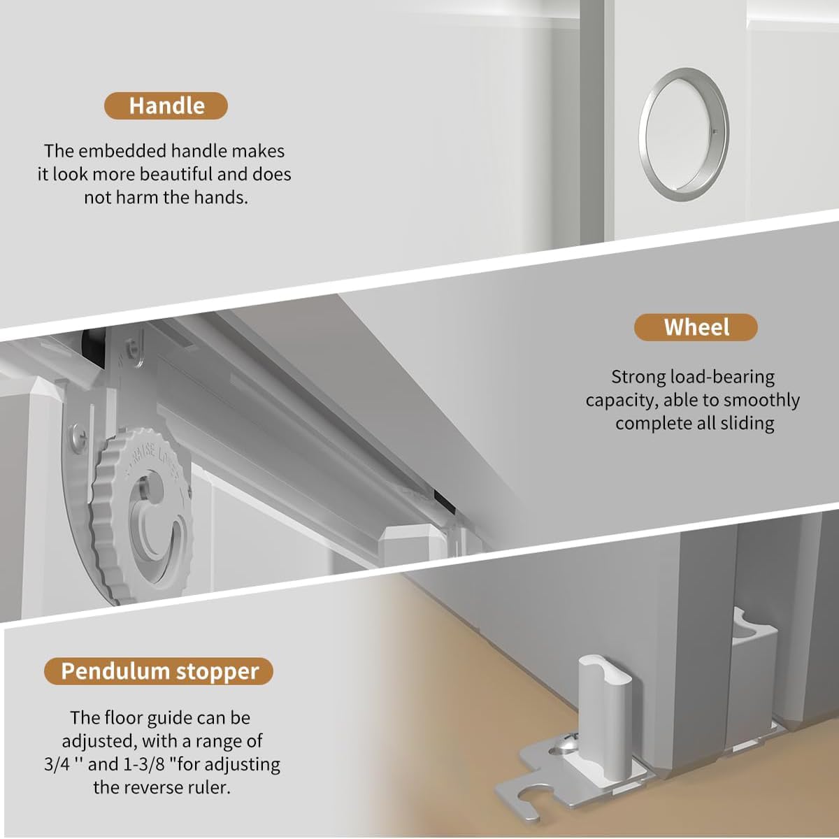 Bypass Sliding Door Hardware 96", Bypass Wardrobe Closet Door Track Set, Smoothly and Quietly, for 2 Door System