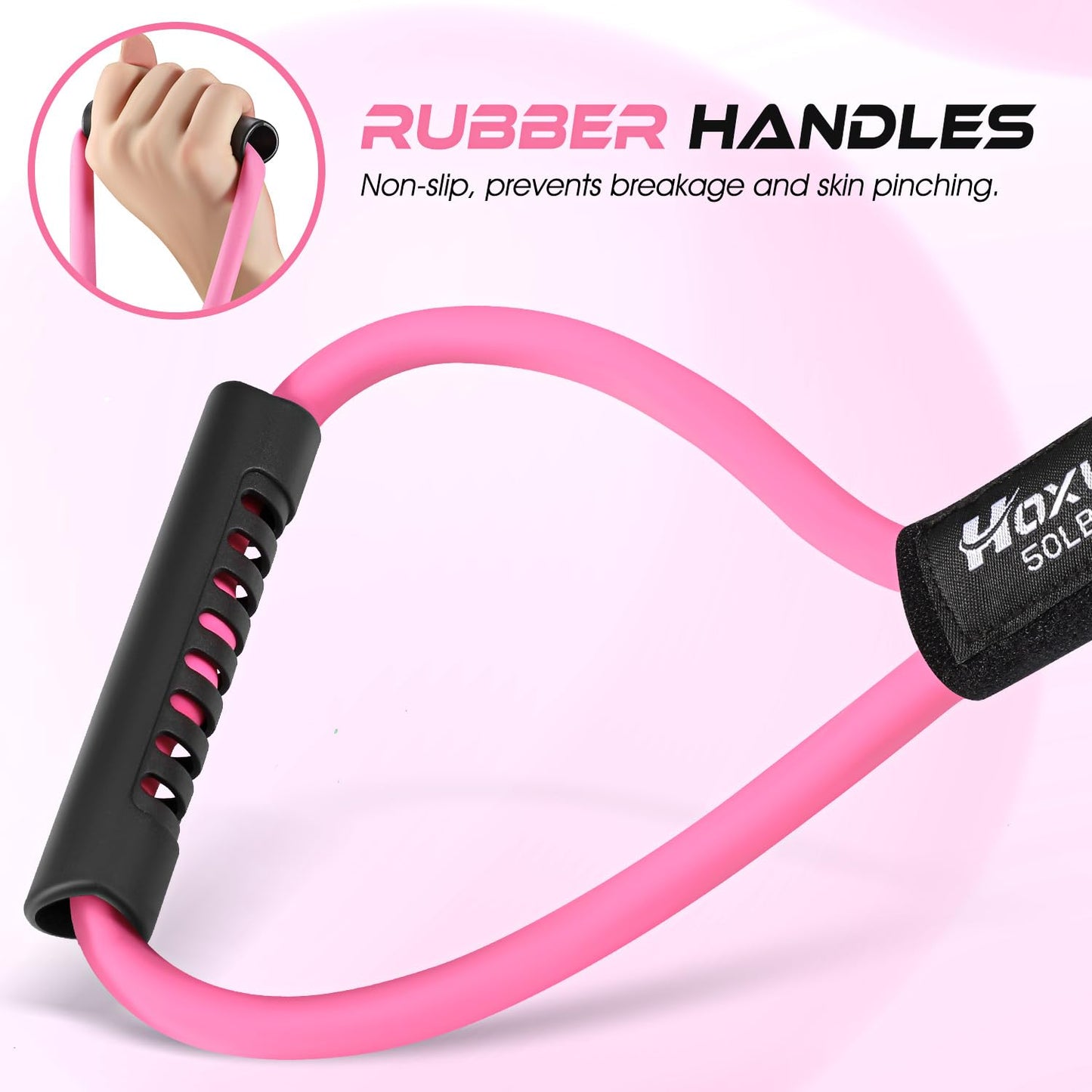 HOXWC Resistance Bands, Figure 8 Exercise Bands for Back, 8 Shaped Resistance Bands for Arms, Shoulder, Leg Stretching, Physical Therapy, Yoga, Pilates, Home Gym Workout Equipment for Women Men