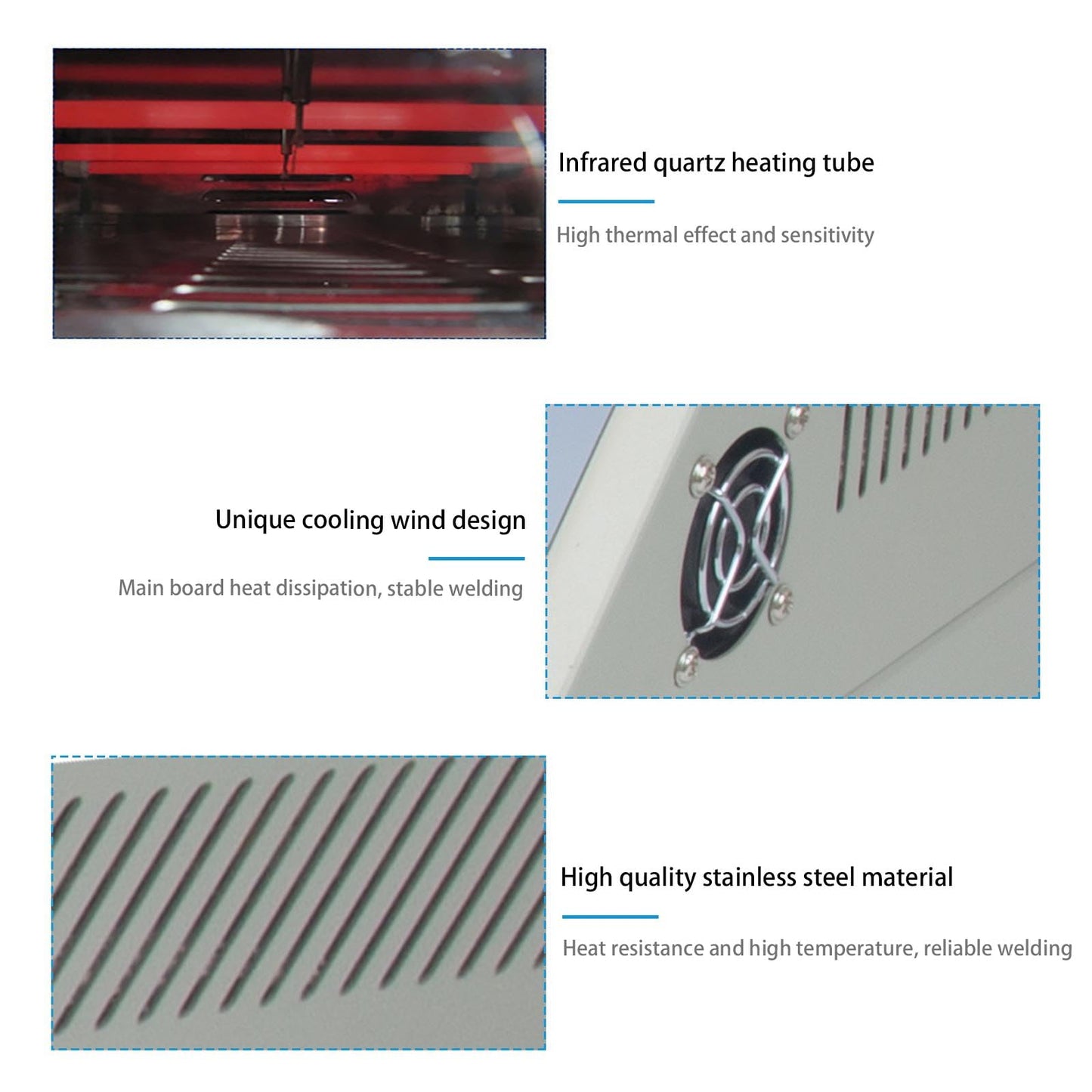 Reflow Soldering Station, T962 110V 800W Infrared Reflow Oven Furnace IC Heater BGA Rework Station Professional Infrared Heater Soldering Automatic Reflow Machine