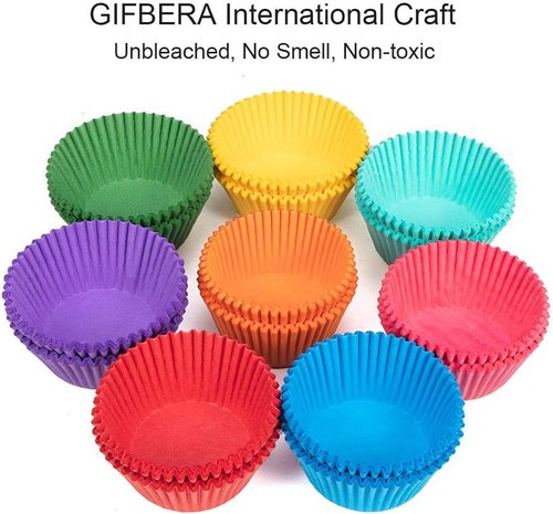 Gifbera Cupcake Liners - Bright Rainbow Solid Color Paper Baking Cups | 400-Count Pack
