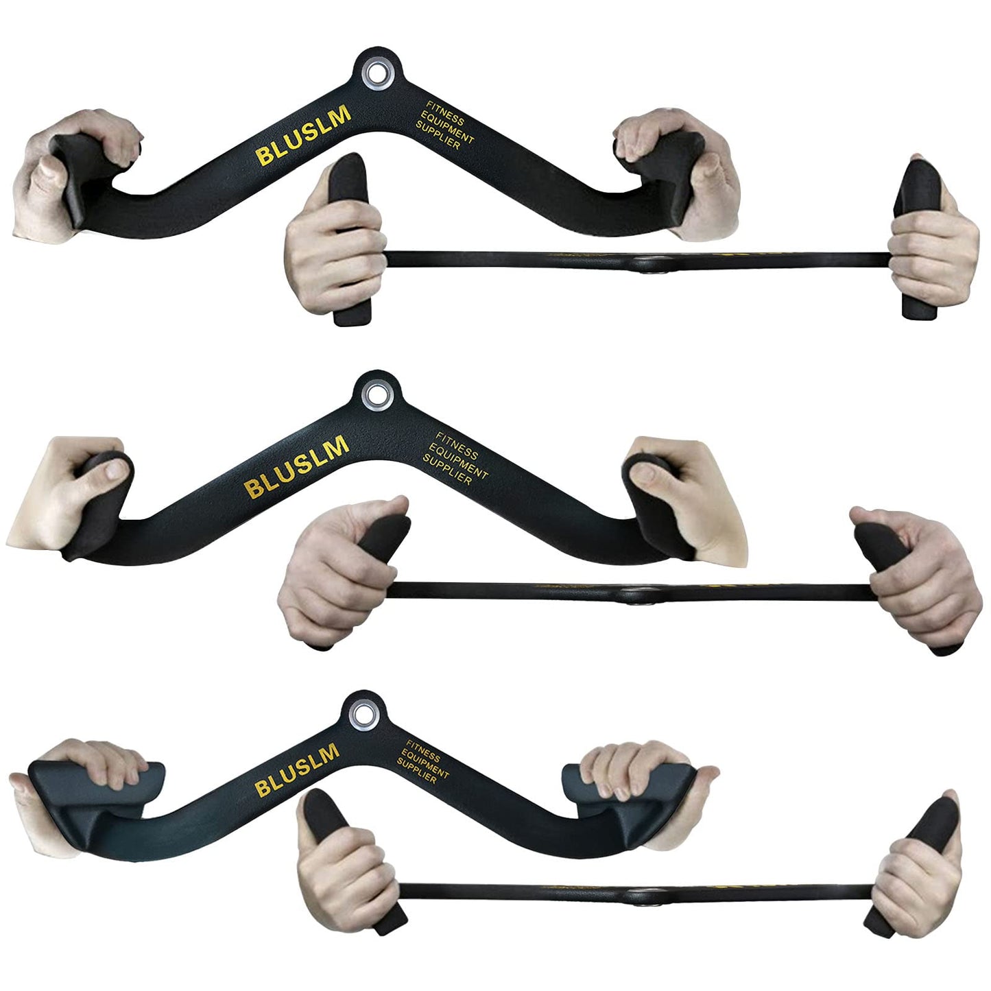 BLUSLM LAT Pull Down Bar for Cable Machine, LAT Pulldown Attachments T-bar V-bar Cable Attachment for Gym, Back Tricep Strength Training Handle
