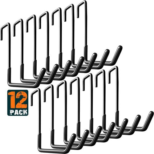 HUPBIPY Rafter Hanger - Large Garage Hooks for Bike Storage | Non-Slip Coating, 12-Pack, Black