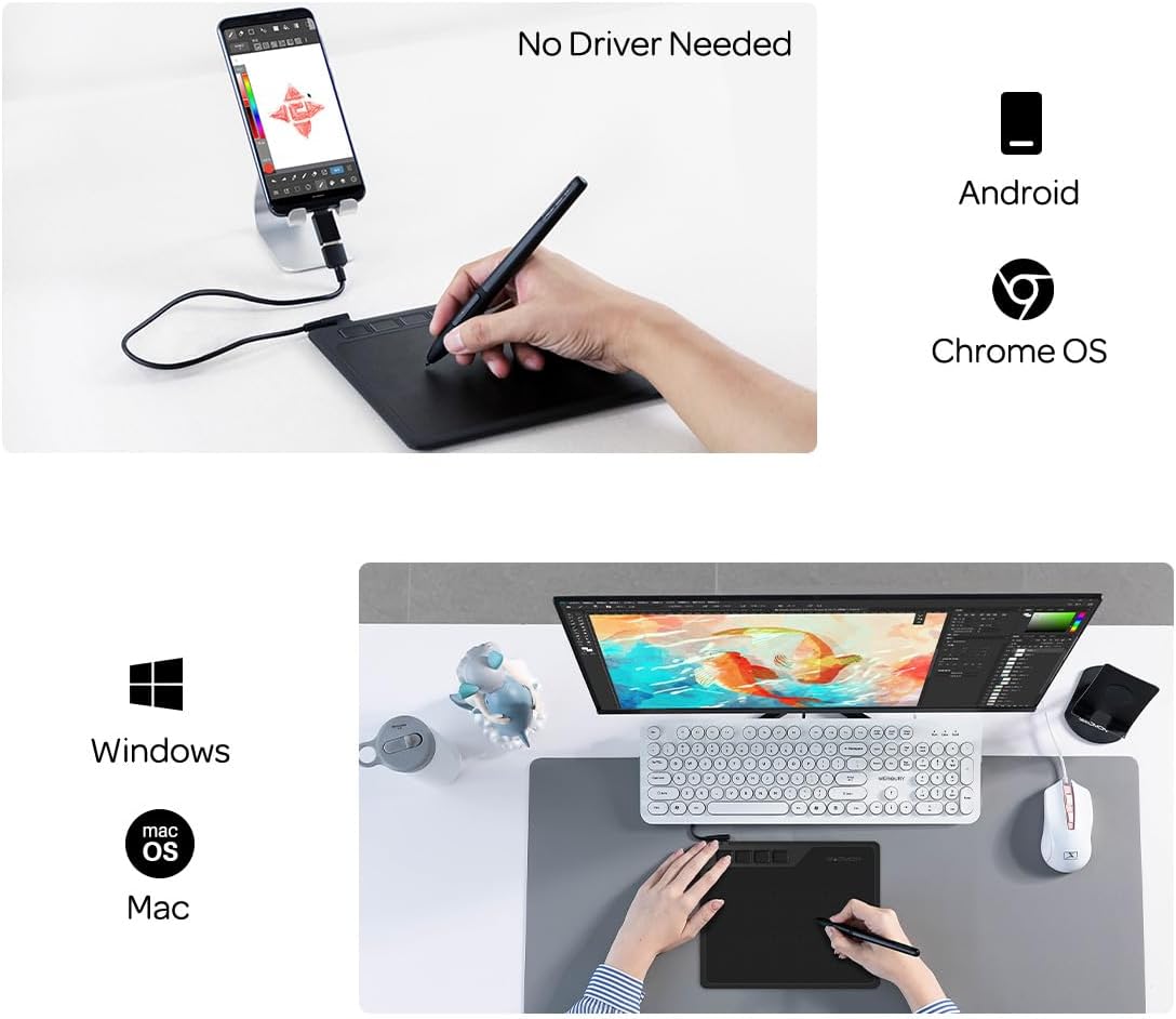 GAOMON S620 6.5 4 Inch 8192 4 Drawing Tablet x Graphics Tablet with Passive Pen Customizable ExpressKeys for Digital