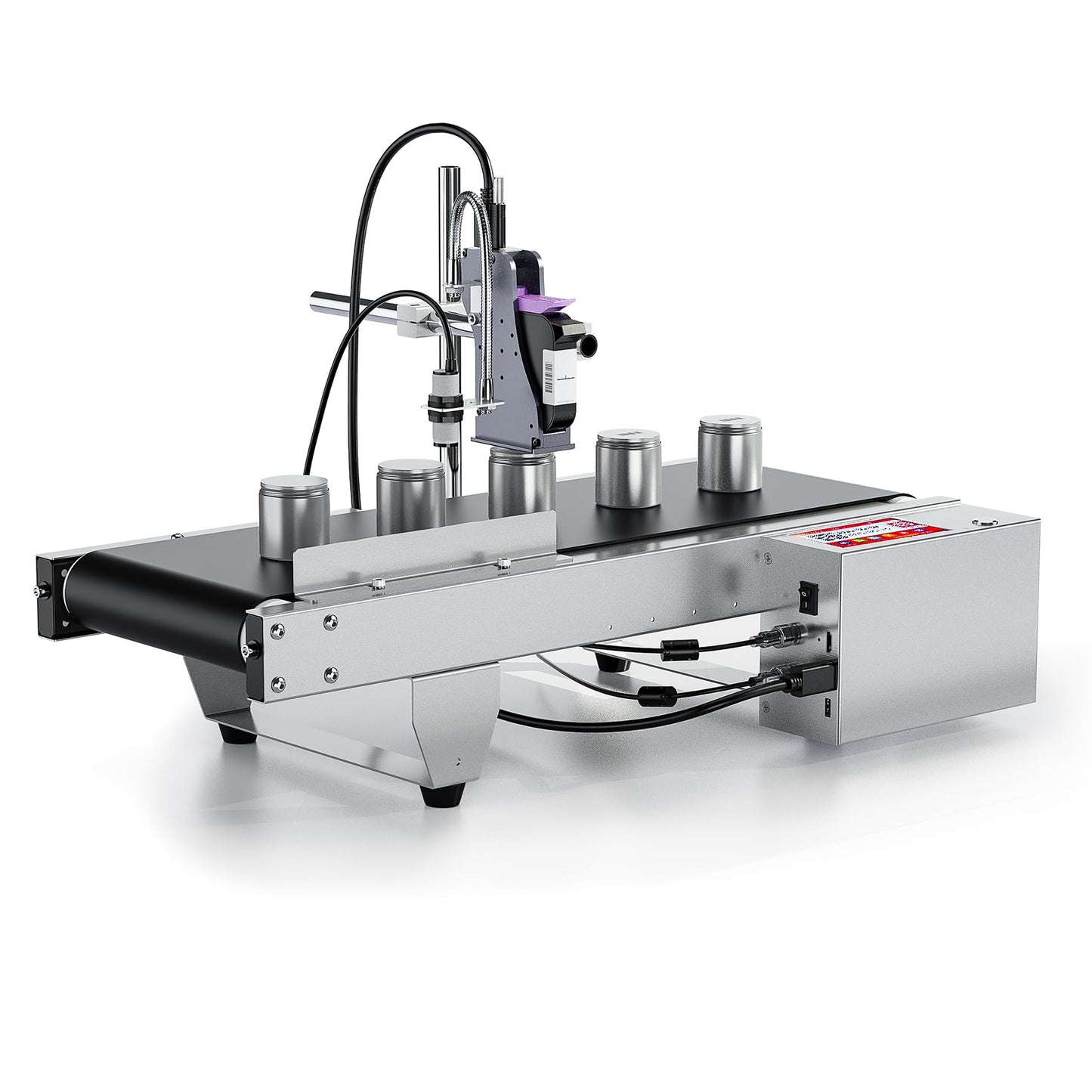 TIJ228 Inkjet Coding Machine with Mini Conveyor Belt, 2-12.7mm Industrial Online Inkjet Printer with 42ml Original Quick-Drying Ink for Expiry Dates,Batch Numbers,Barcodes,QR Codes,Logos,Labels