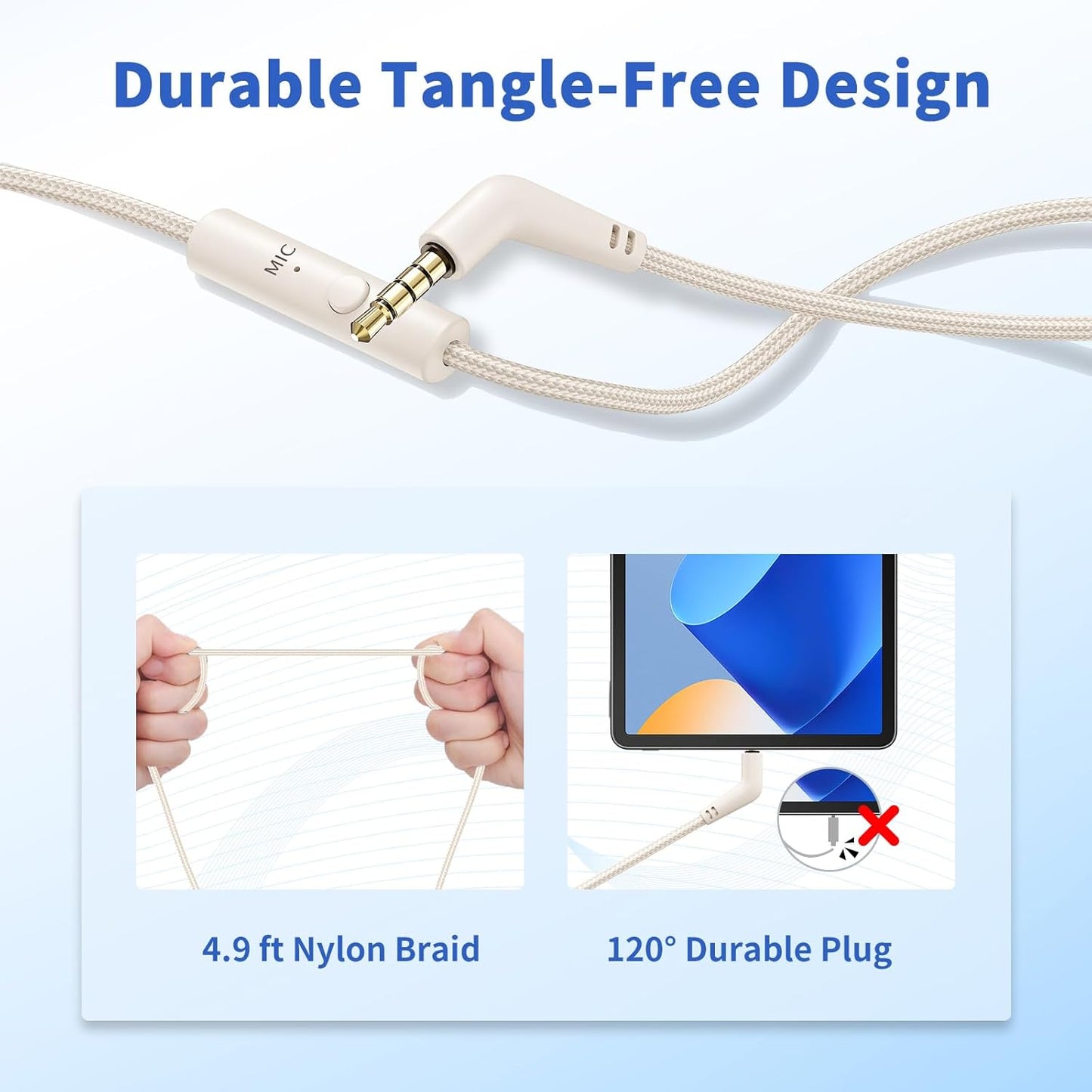 3.5mm 4.9ft MP3/4, Botesty Sound Headphones Wired with Microphone, Over Ear Foldable Plug in Headphones Corded
