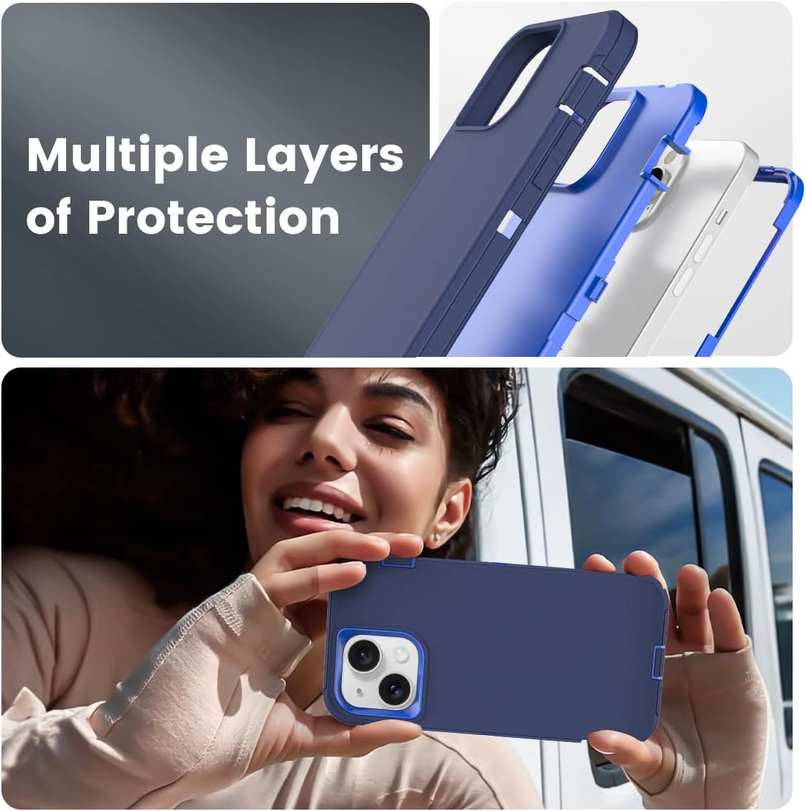 Ballaber 15 15/14/13 6.1 inch Compatible with iPhone for Men, Dual Layer Shockproof Full Body Cover Military Grade Drop