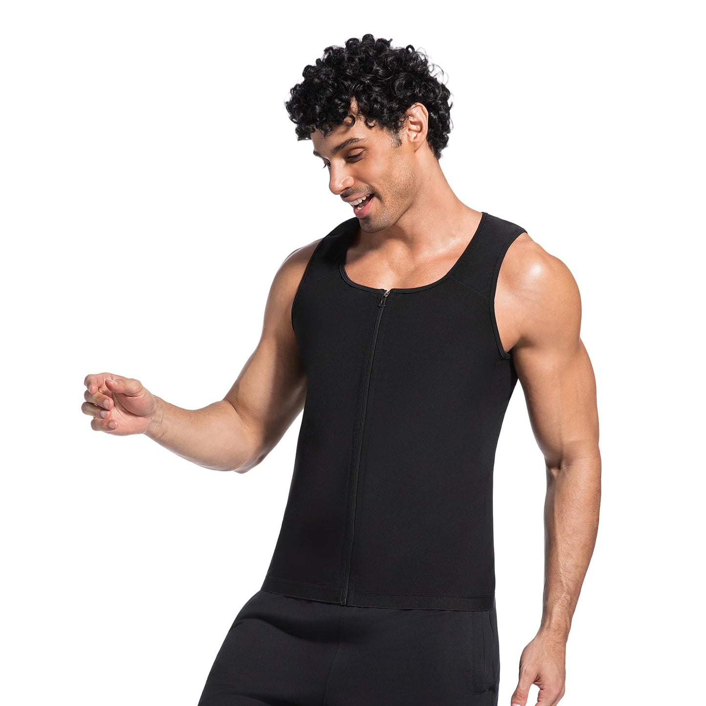 Meiosuns Sauna Sweat Vest for Men Weight Loss Sweat Waist Trainer Vest Compression Sleeveless Sauna Suit Men's Heat Trapping Tank Top Workout Enhancing Shirt Gym Shaper with Zipper (Silver, S/M)