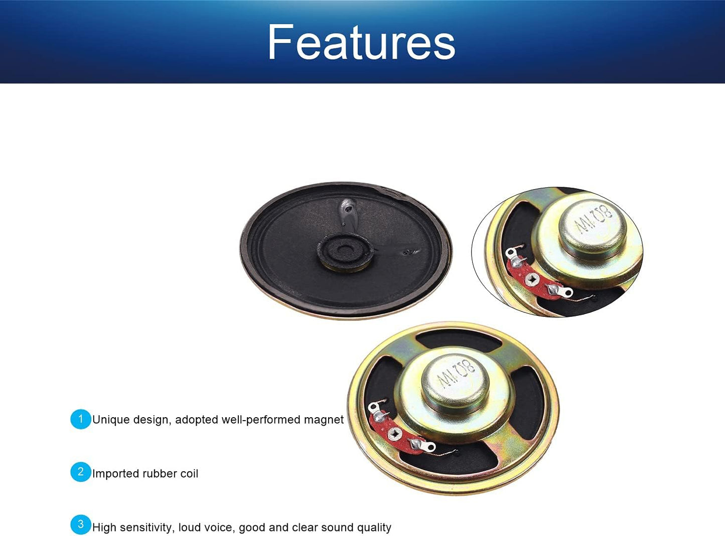 Fielect 1W 8 57mm 1pcs DIY Speaker Ohm Diameter Round Shape Replacement Loudspeaker
