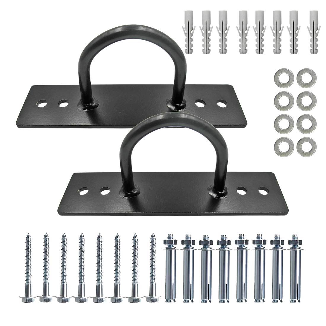 Battle Ropes Anchor Kit, 2 Sets Battle Rope Wall Ceiling Mount Kit Bracket Hook for Suspension Straps Crossfit Gymnastic Rings, Body Weight Strength Training Systems, Yoga Swings Hammocks