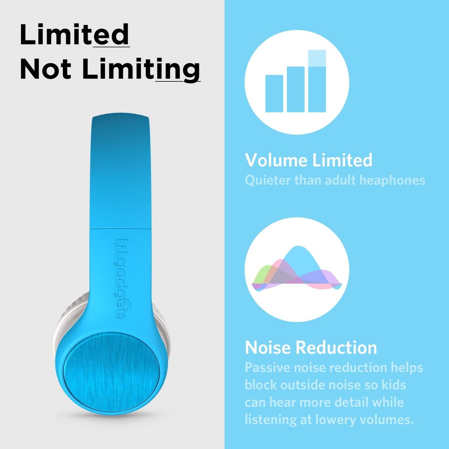 LilGadgets Connect+ Style On-Ear Kids Headphones with Microphone - SharePort Technology, SoftTouch Padding, Detachable