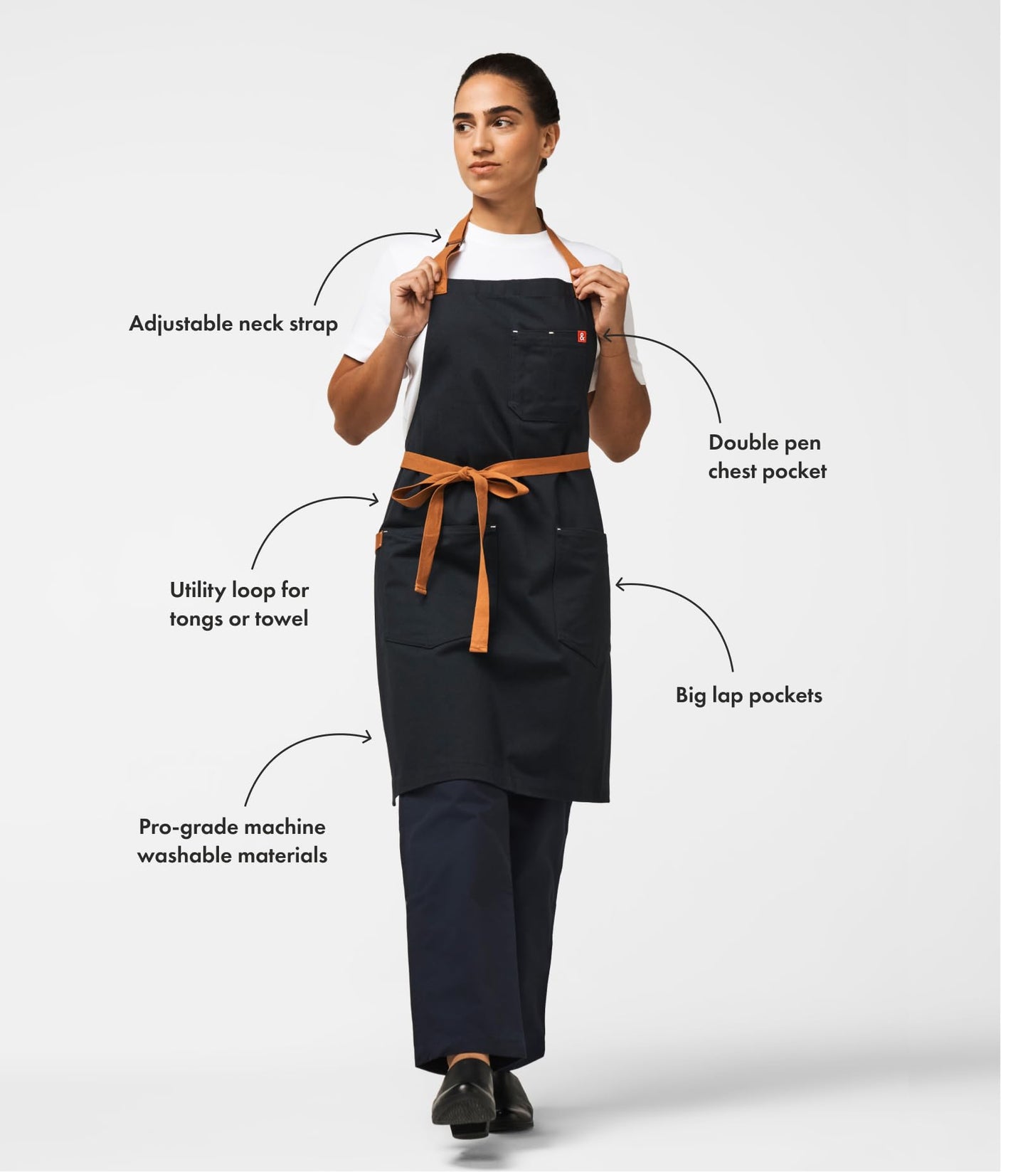 hedley & bennett Essential Apron - Adjustable Bib Chef Apron with 3 Pockets & Towel Loop - 8oz Cotton Canvas - Caviar