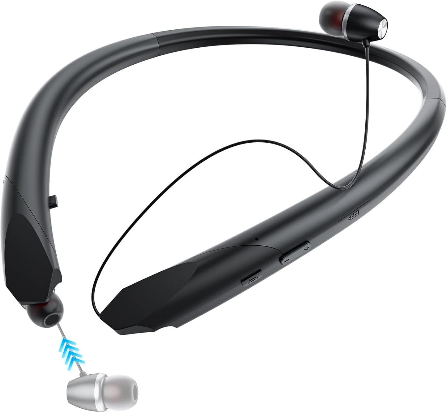 LHKLUK Headset IPX5 22H Neckband Bluetooth Headphones Retractable, Wireless with Mic, Sweatproof Earphones, Playtime