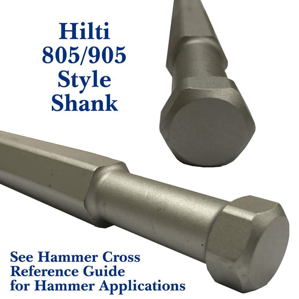 19.5" Long 805/905 TE-S Shank Style Asphalt Cutter, 5" Wide HEAVY DUTY - Use in the Following TE Hammer Models - 800, 805, 905, 906, 1000, 1500, 2000 that Use the TE-S Style Shanks - Champion Chisels