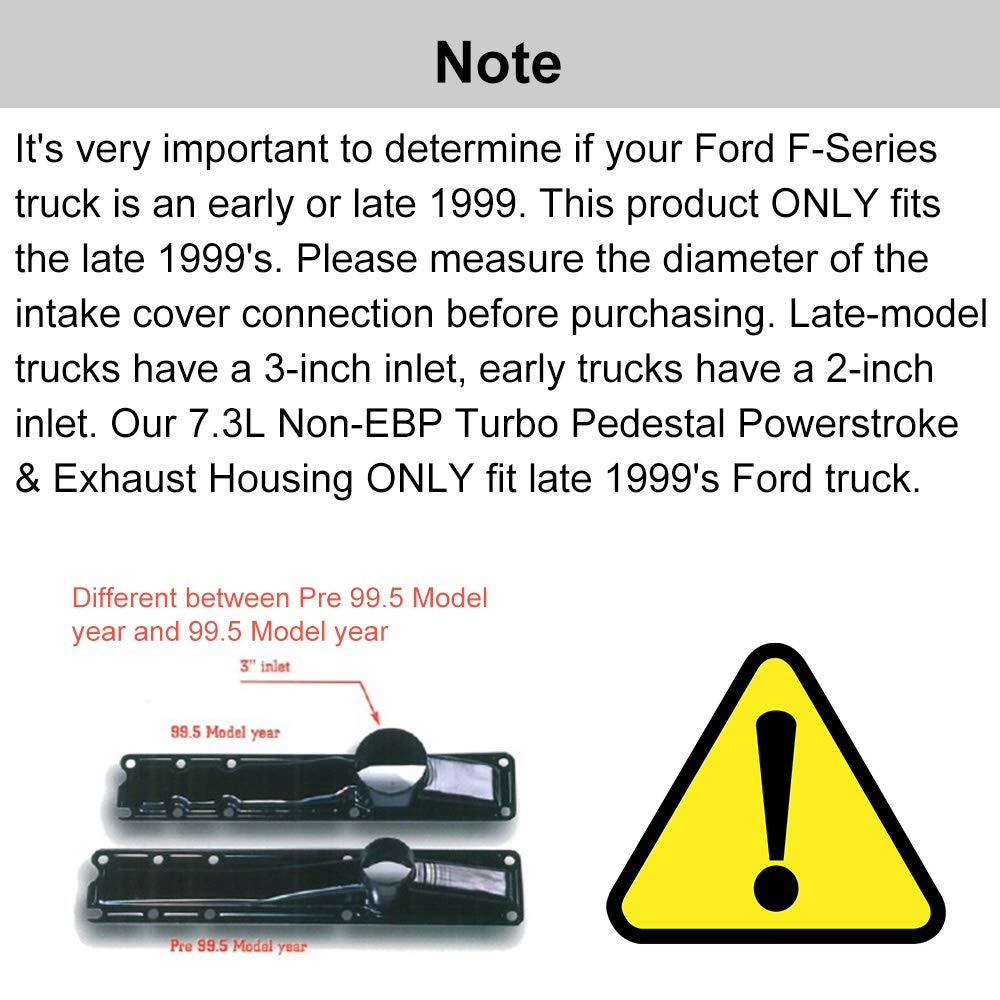 SPELAB EBP Valve Upgrade Turbo Pedestal & Exhaust Housing Compatible with Ford 7.3L Powerstroke 1999.5-2003 Bolts & Exhaust Housing + Diesel Turbo Pedestal