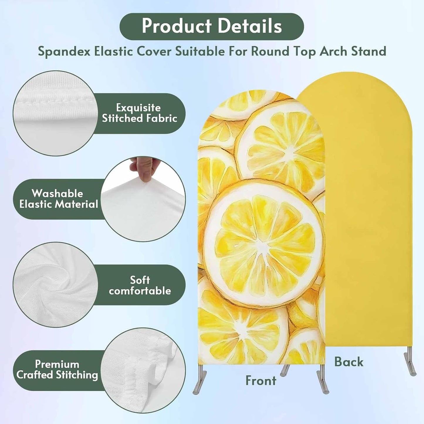 Jnbasdffb Summer 6.6 Lemon Wedding Arch Cover, Stretchy Spandex Arch Backdrop Stand Covers FT, Modern Oil Painting