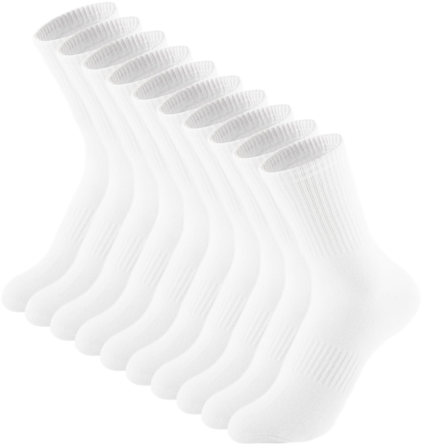 Irisbear White Crew Socks for Women 6-9 Athletic Running Hiking Workout Casual Cotton Socks 5 Pairs