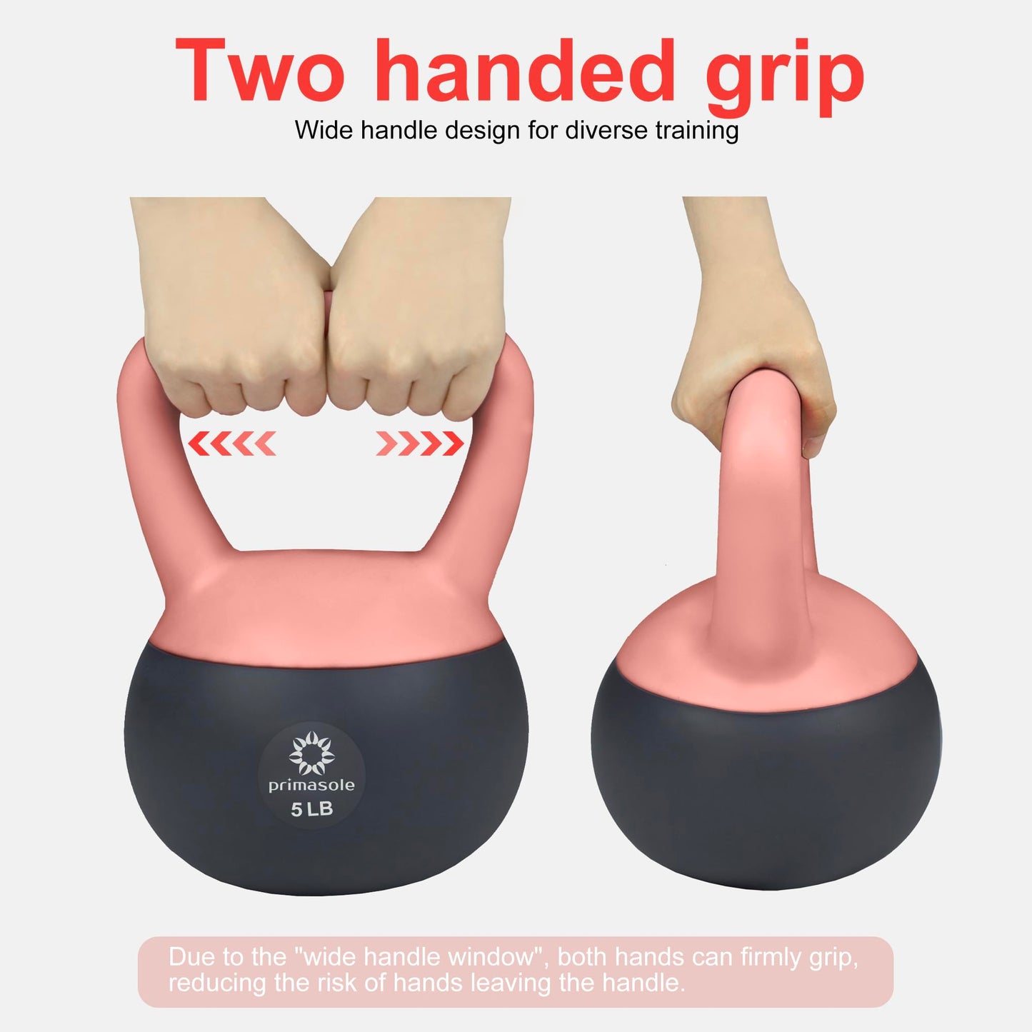 Primasole Soft Kettlebell 5lbs Shook Resistance base. Anti Slip hand Kettlebell weights for Women and Men -Home workout Kettlebells dumbbells for strength and safety.