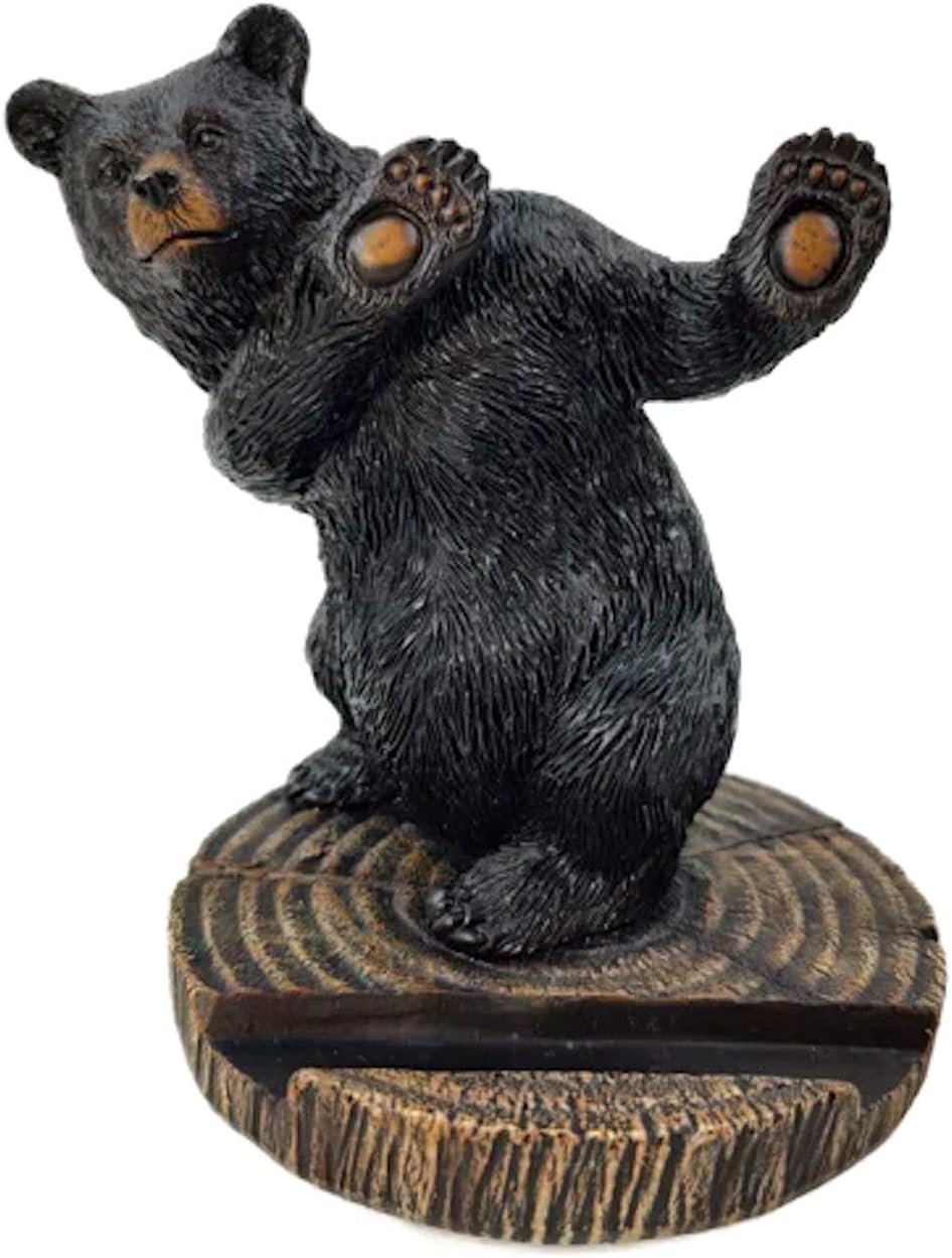 5" The Bridge Collection Black Bear Cellphone Stand - Black Bear Decor for Cabin, Mountain, Camping Decor for Home