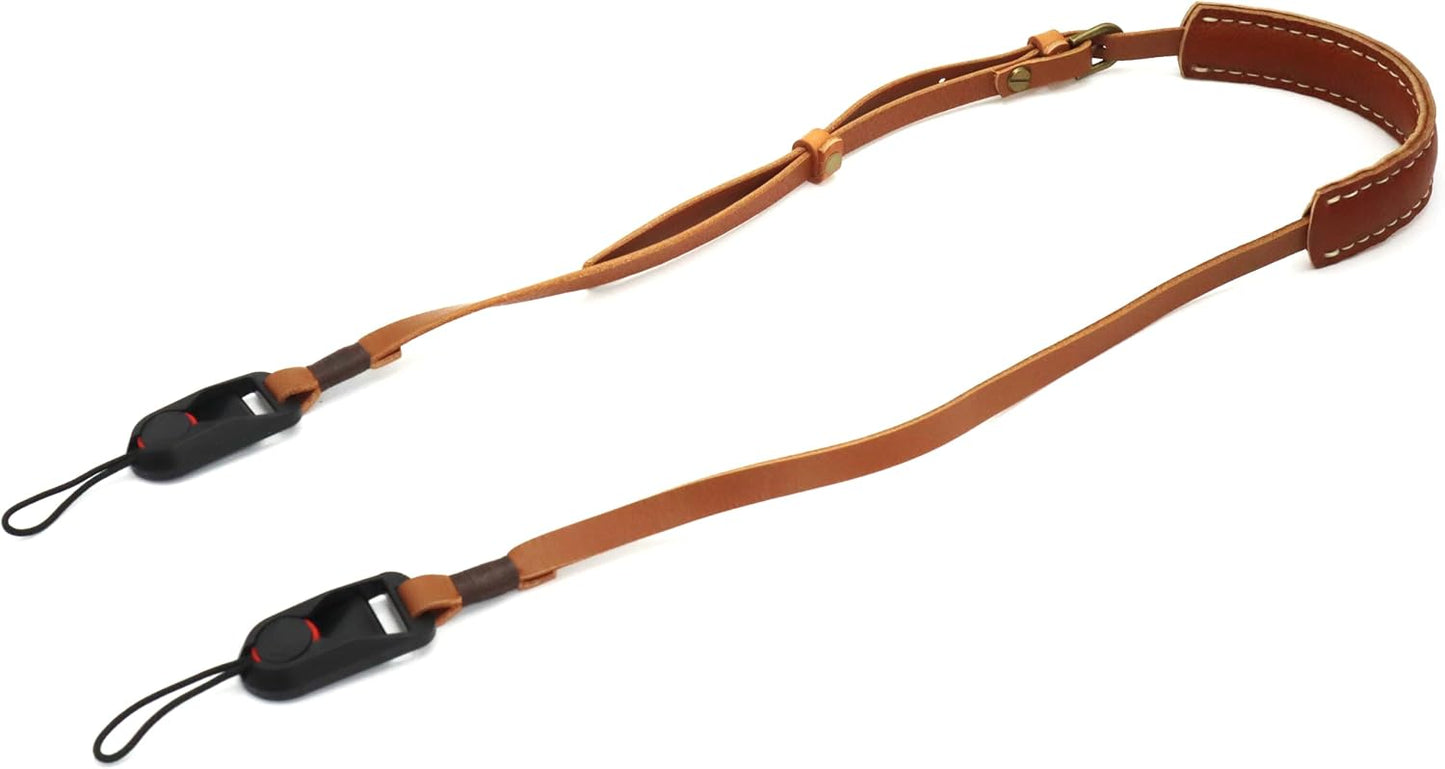 SNLxStudioz Genuine Leather Camera Neck Strap with Quick Release - Thin Shoulder Strap for Sony, Fujifilm, Canon, Nikon