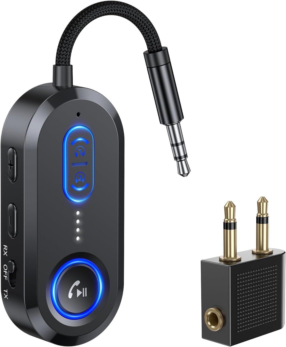 FMIIFMS 5.4 2 2-in-1 3.5mm Bluetooth Transmitter Receiver for AirPods/Headphones, Bluetooth Audio Adapter for TV