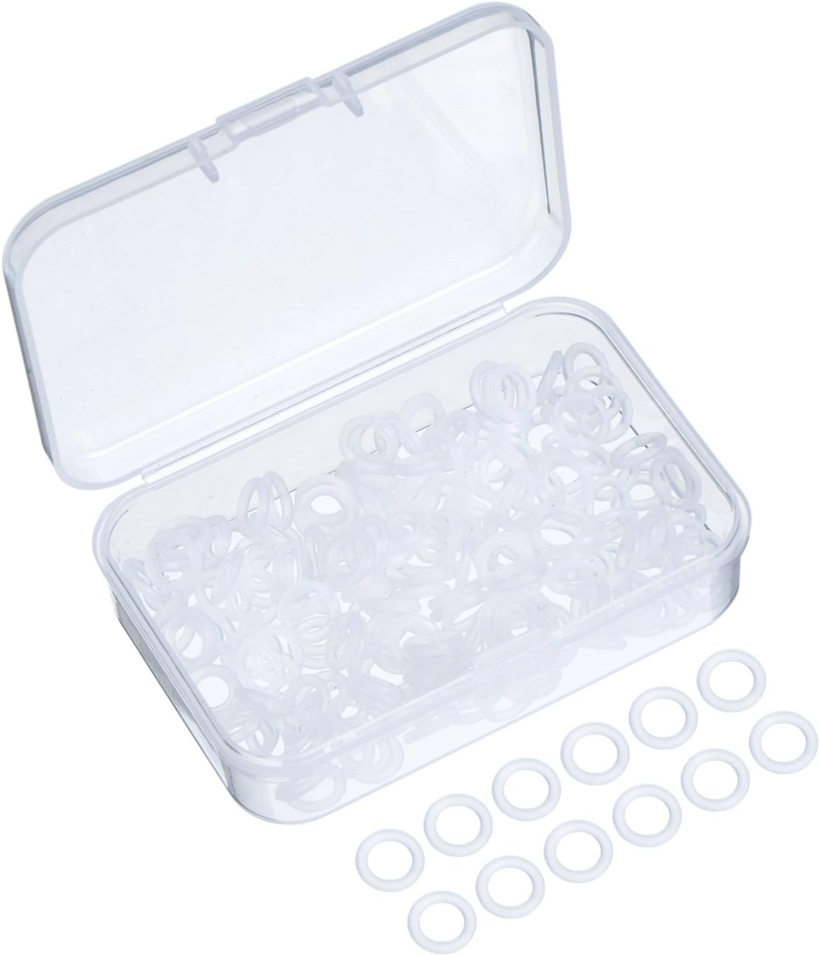 Sumind 200 Pieces O Ring Keyboard, O Rings Keycaps, Clear Rubber Keycap Dampeners with Plastic Storage Box for Mx
