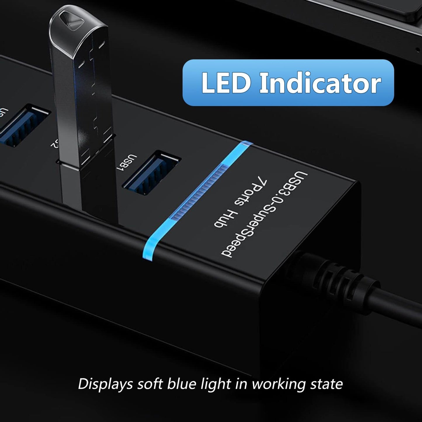 Siawclub USB3.0 7-Port Upgraded Hub, USB Extender Splitter, Multi Device Docking Station Compatible with MacBook