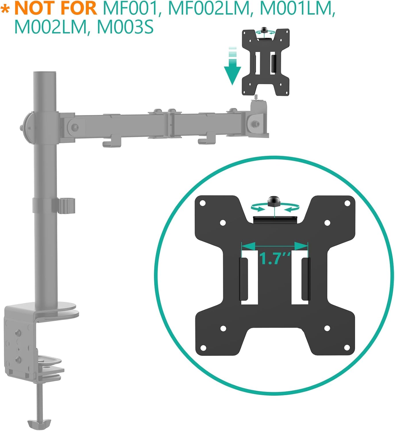 WALI 75 75 mm 100 100 mm 1 Pack, Mounting Plate by to by Only for Monitor Mounting System, Black