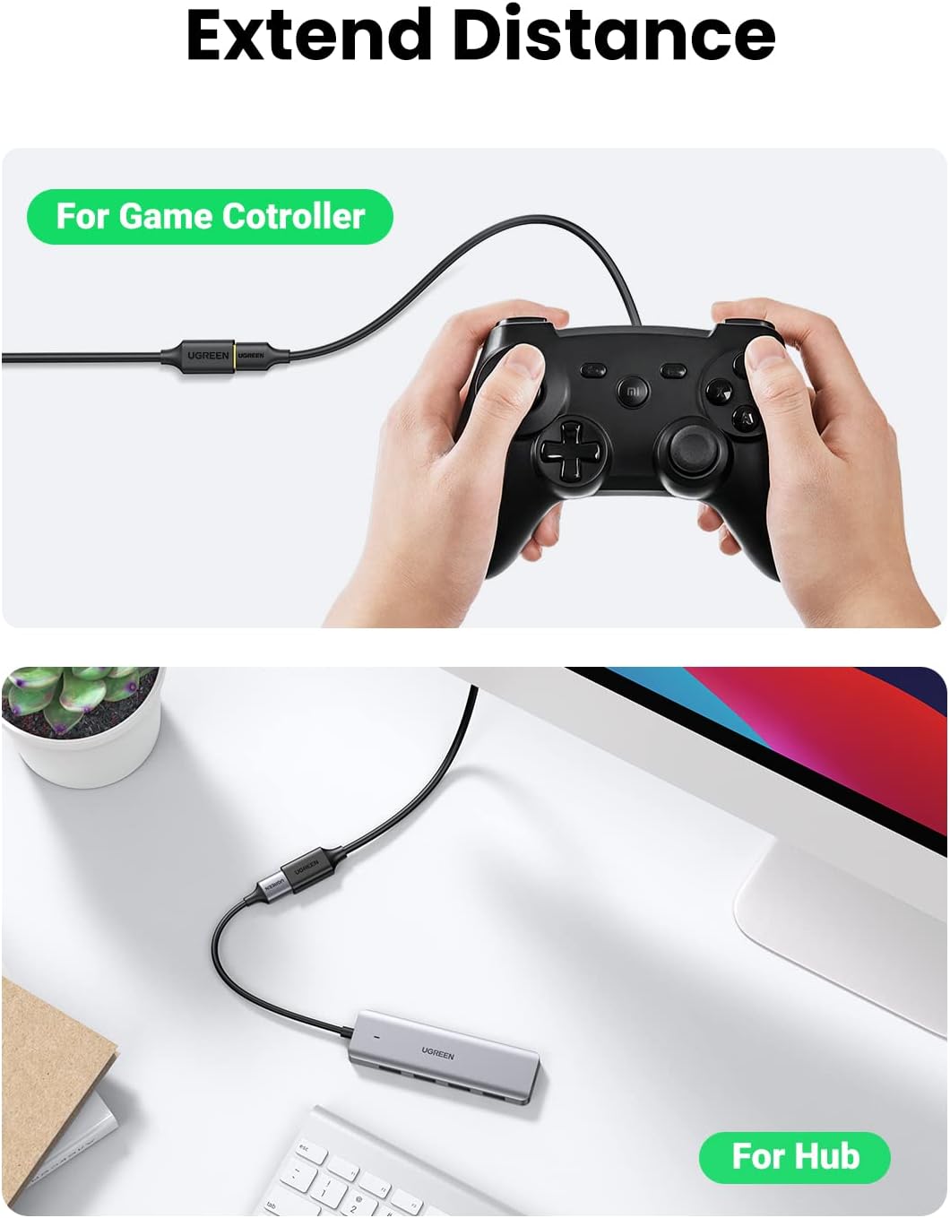 3.0 15 UGREEN USB Extender, USB Extension Cable Male to Female USB Cable High-Speed Data Transfer Compatible