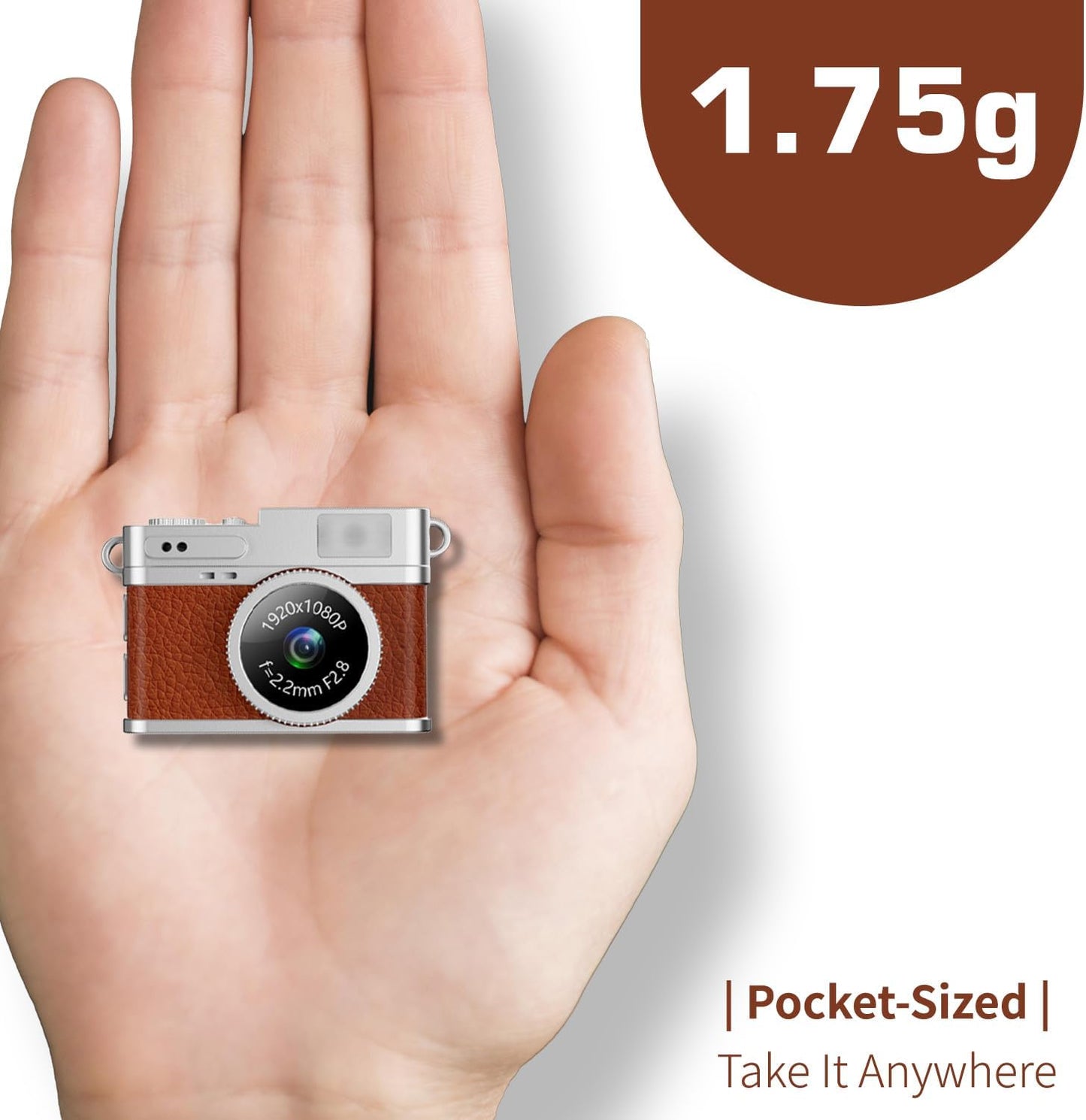 LKT 1080P 32GB Mini Keychain Camera with Card & OTG Adapter, Portable Pocket Digital Camera with Retro Filters