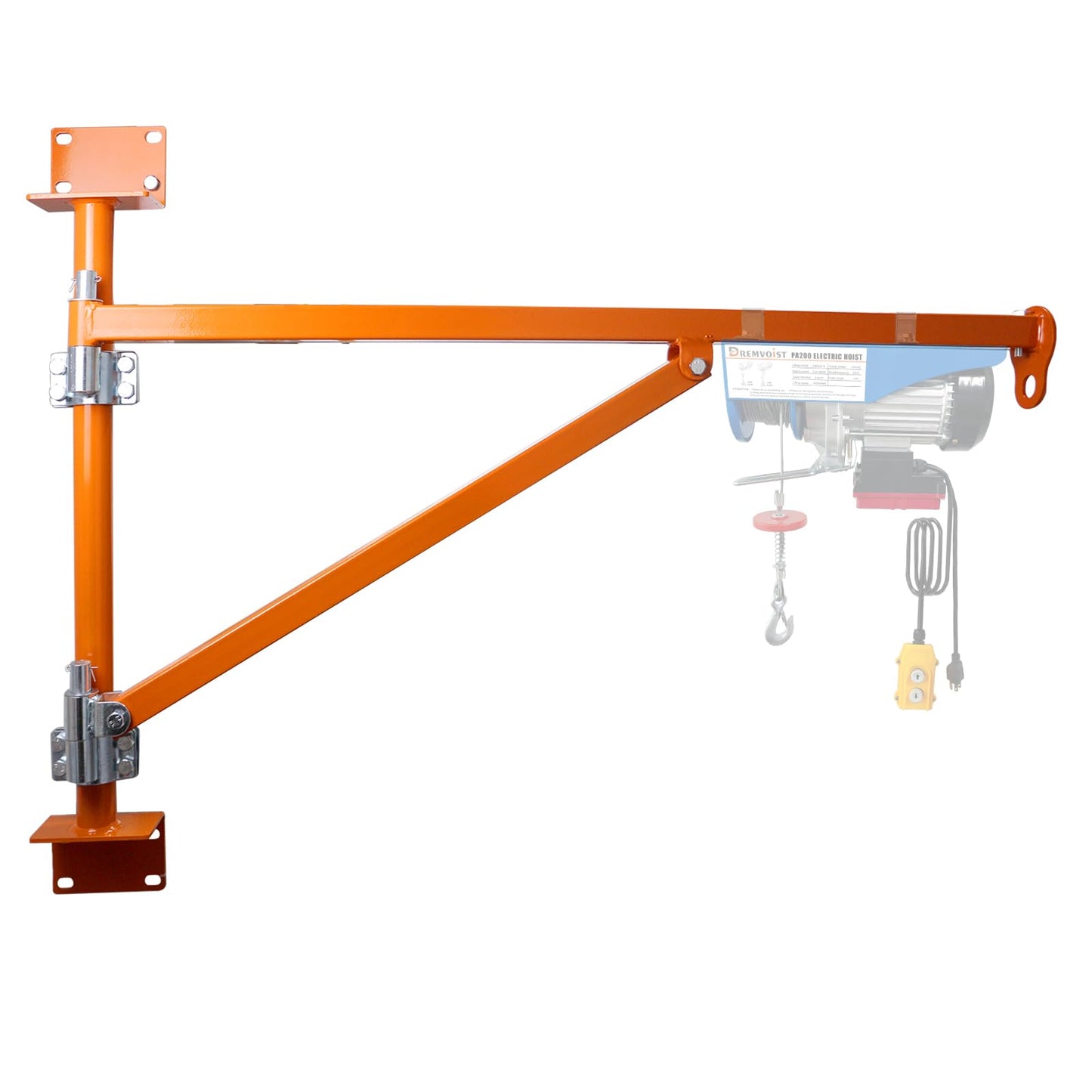 Wall Mount Jib Crane, Hoist Support Arm with 180°Swing, Electric Scaffolding Lift, Hoist Bracket, All Steel Construction 660LBS Capacity, Electric Hoist Holder Swing Arm with Pole, for Electric Hoist