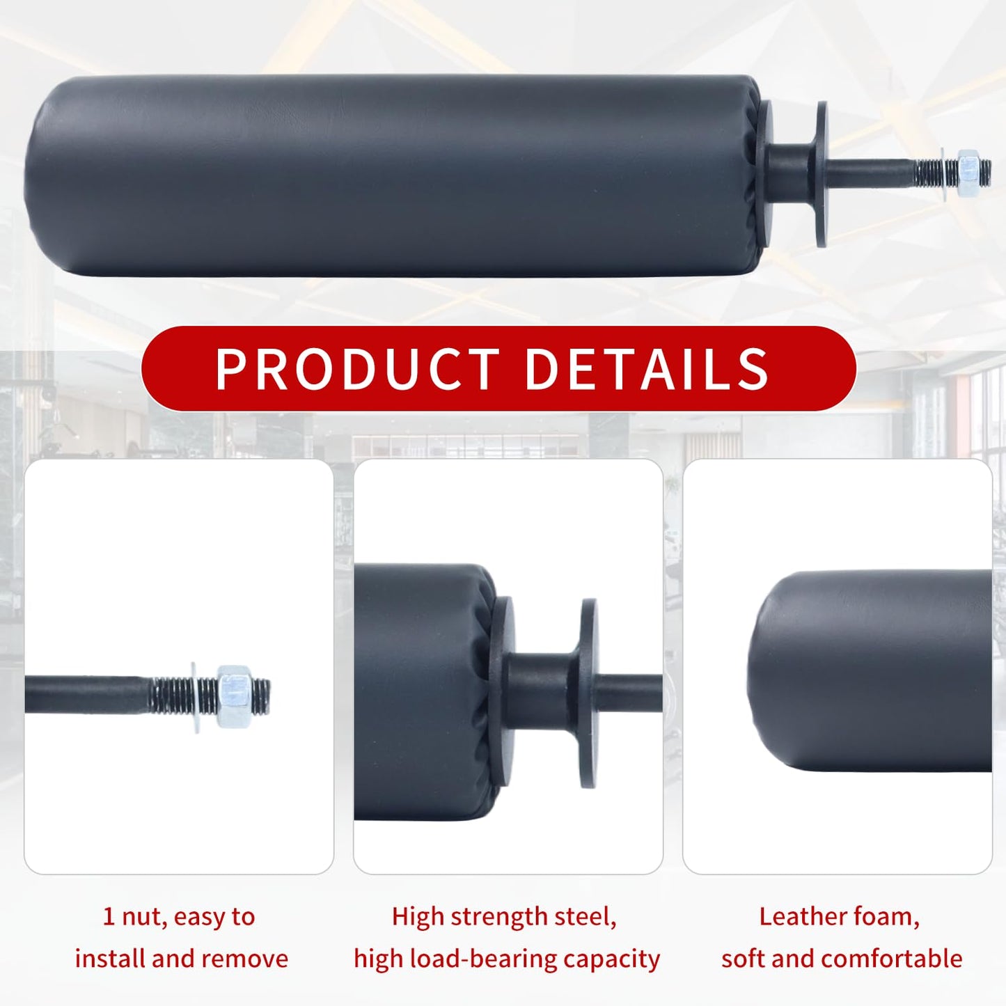 CONBUT Single Leg Squat Roller / Nordic Hamstring Curl for Squat Rack Power Rack Attachments, Bulgarian Split Squat for Workout Equipment Home Gym Accessories （Foam diameter 3" / 75mm , for 0.7" / 18mm aperture)