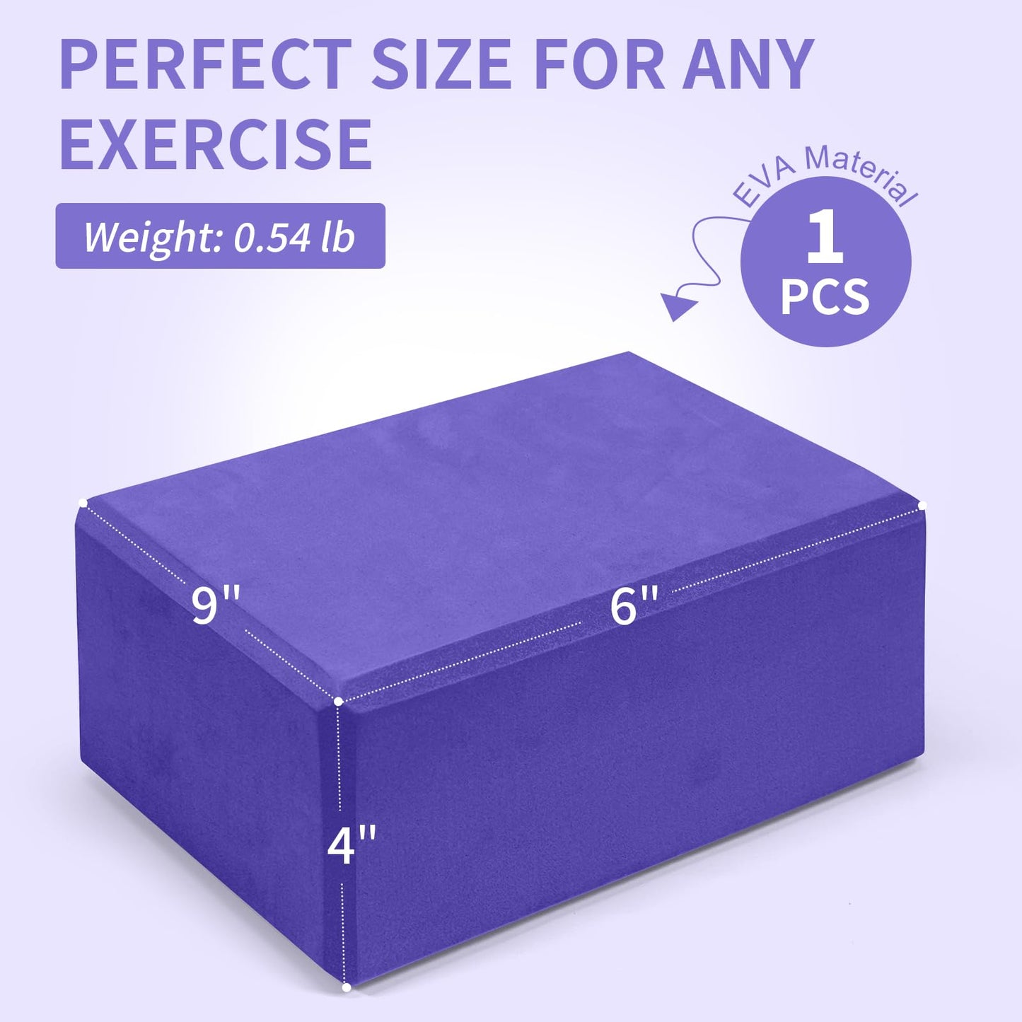 Yoga Block, Large Yoga Block 9x6x4 Inches, Sturdy Yoga Foam Blocks, High Density & Non Slip Surface for Yoga, Pilates & Stretching, Fitness Accessories for Stability & Balance (Violet)