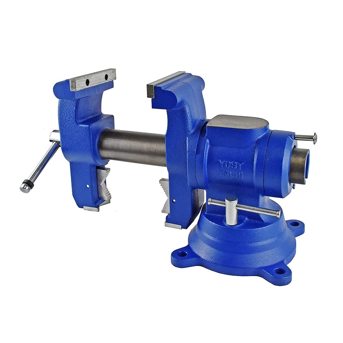 Yost Vises 750-DI Multi-Jaw Rotating Vise System | 2 in 1 Multipurpose Bench and Pipe Vise | Secure Grip with Swivel Base | Made with a Combination of Ductile Iron & Hardened Steel | Gray