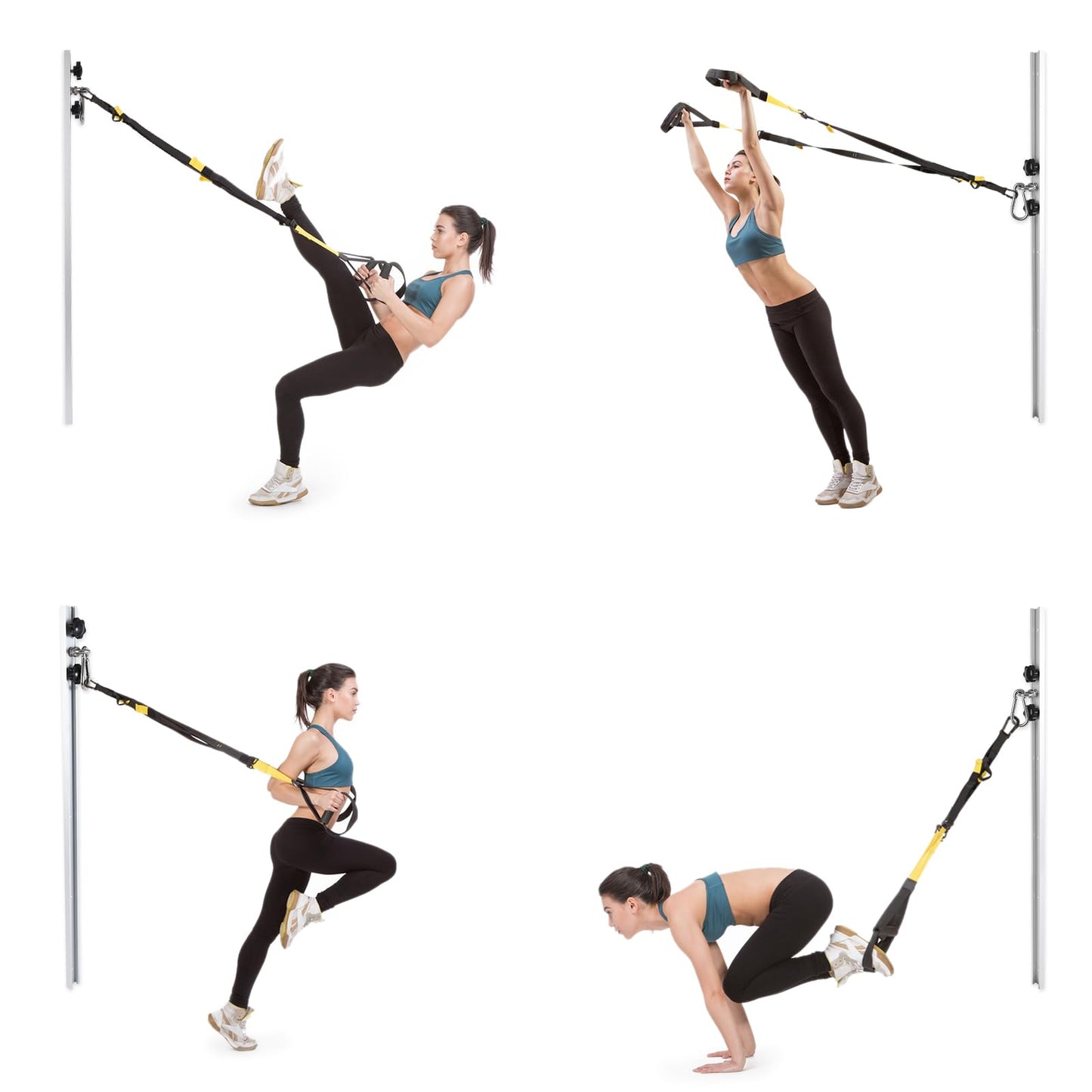 Resistance Band Wall Anchor,Gym Resistance Bands,djustable Workout Wall Anchor System,for Resistance Band Exercises,with 2 Rail and 2 Rail Car,Easy Installation(double set,No Resistance Bands)