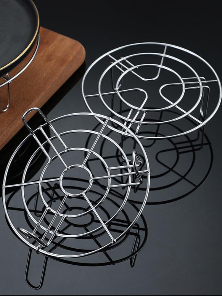 Turbokey Stainless Steel Rack Cross Wire Cooling Racks with Legs Dia 7.9" Steaming Cooling and Baking Barbecue Rack Fit for Air Fryer Instant Pot Pressure Cooker Canning (Height 1.8",7.9"/20cm)