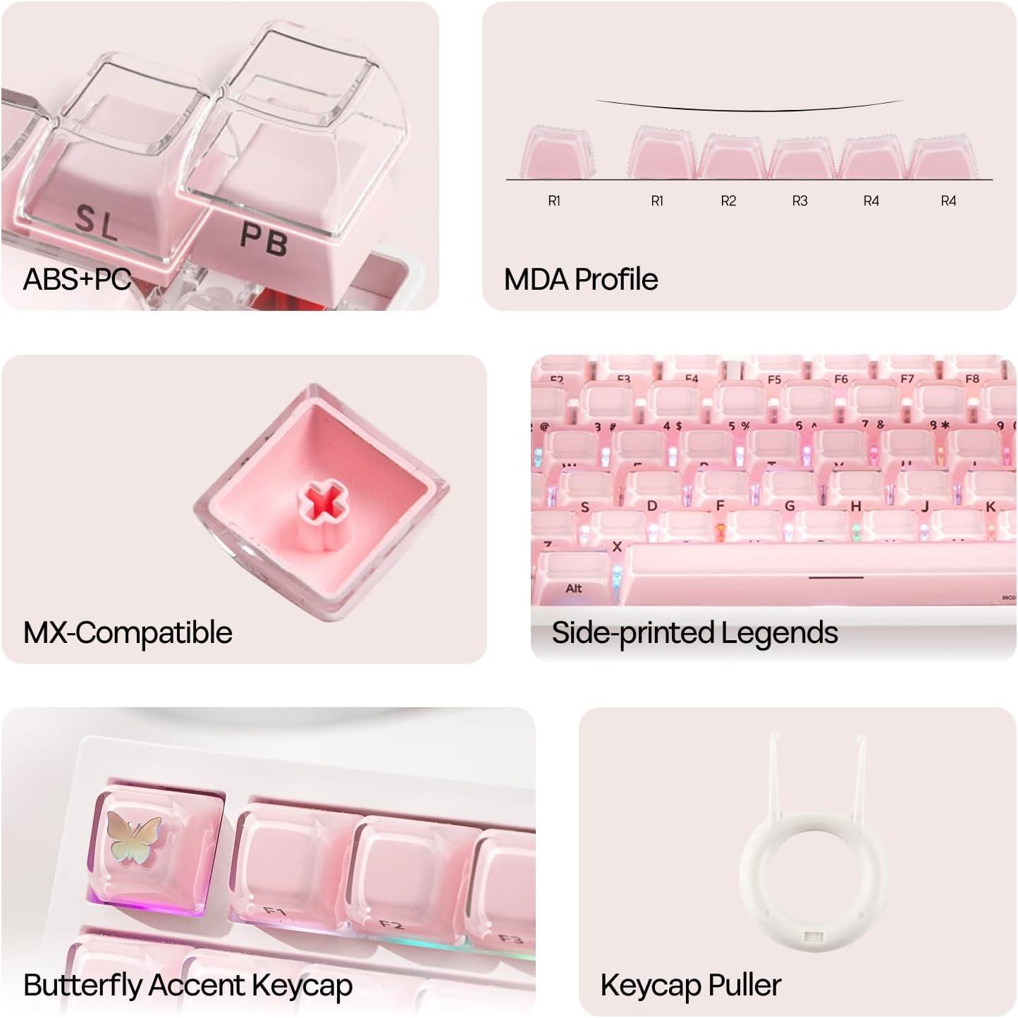 EPOMAKER Set 123 61/68/84/87/98/100/104-Key Lusterfly Jelly Keycaps - Keys Double-Shot Laser Engraved, MDA Profile