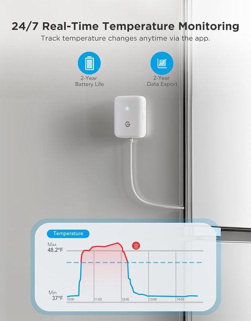 GoveeLife WiFi Refrigerator Thermometer - Wireless Digital Freezer Gauge with Alarm | 2-Pack, App Support